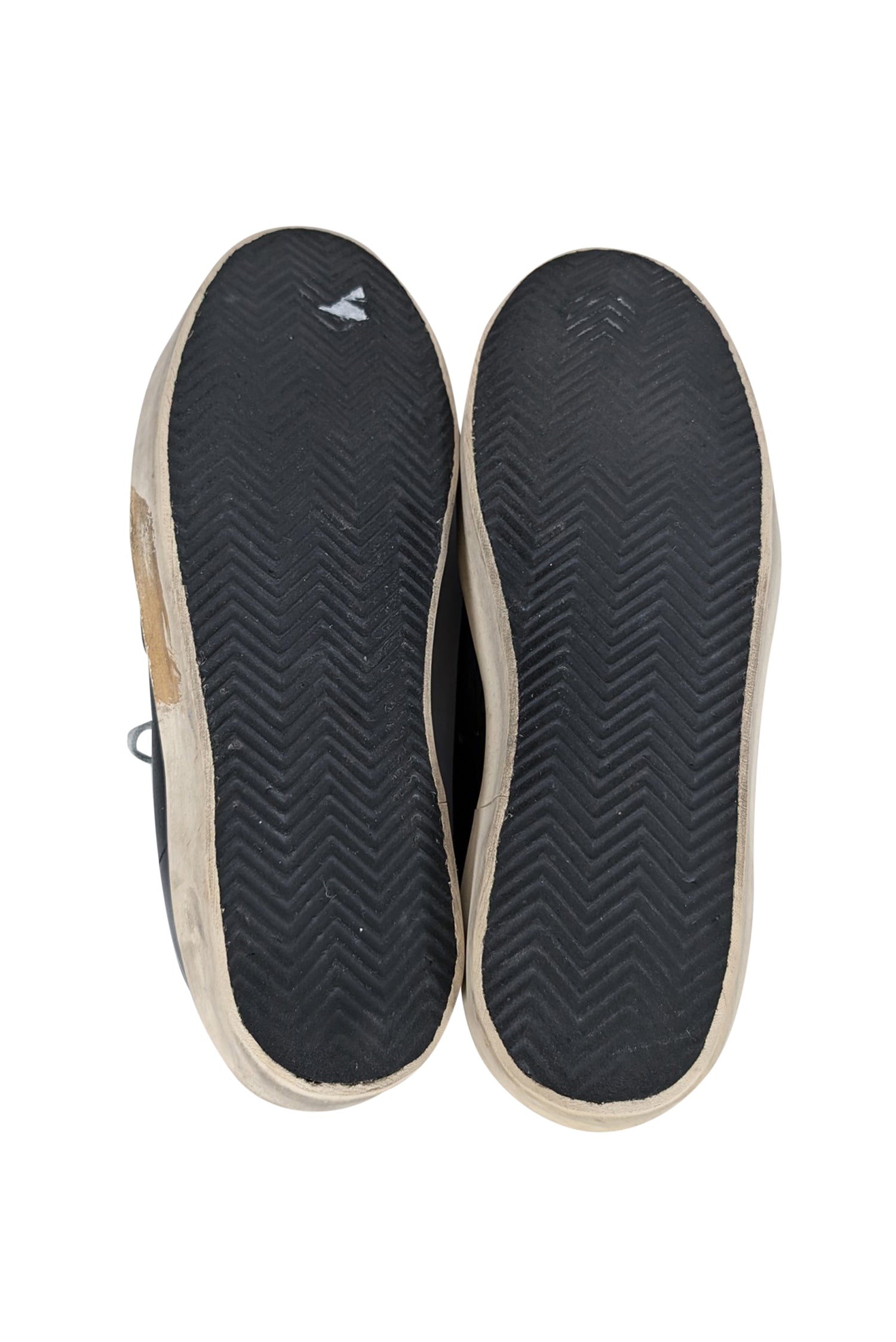 Golden Goose Hi-Star Black Leather Sneakers with Gold Detail - Size 10