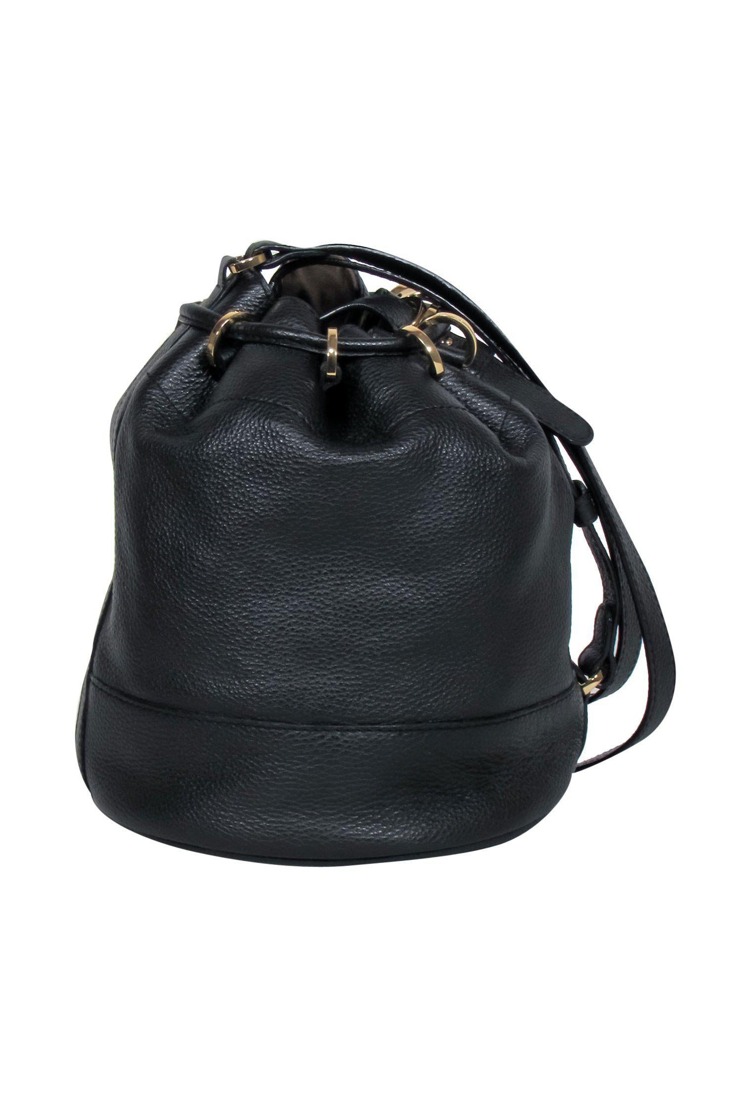See by Chloe - Stylish Black Pebbled Leather Bucket Bag with Tassel