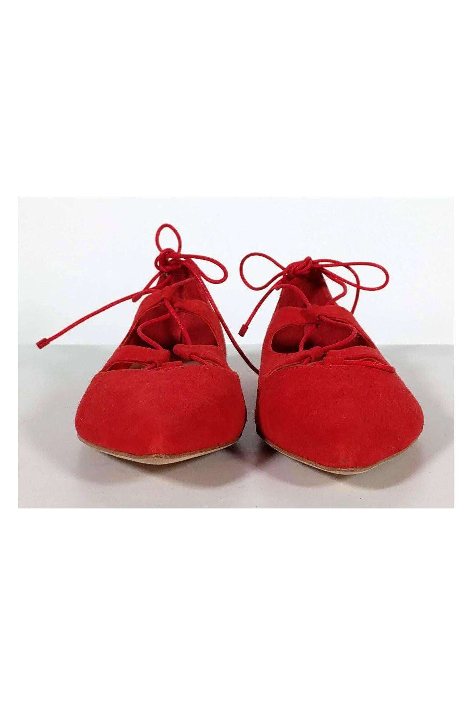 Loeffler Randall Red Ambra Suede Lace - Up Flats (Size 9) - A Must - Have Fashion Statement!