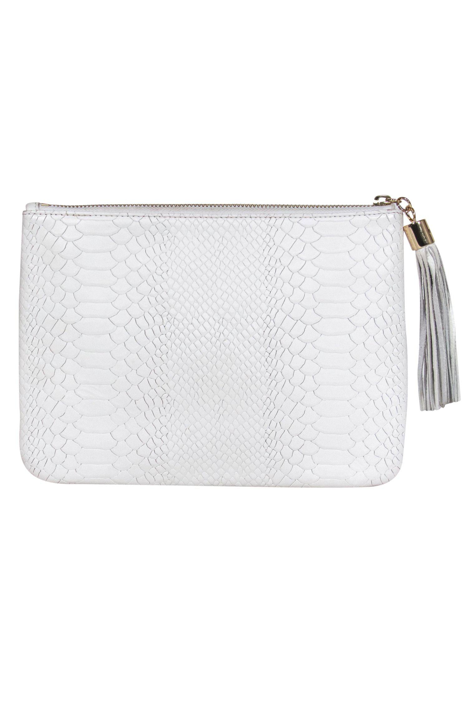 Gigi New York - Stunning White Snakeskin Embossed Clutch