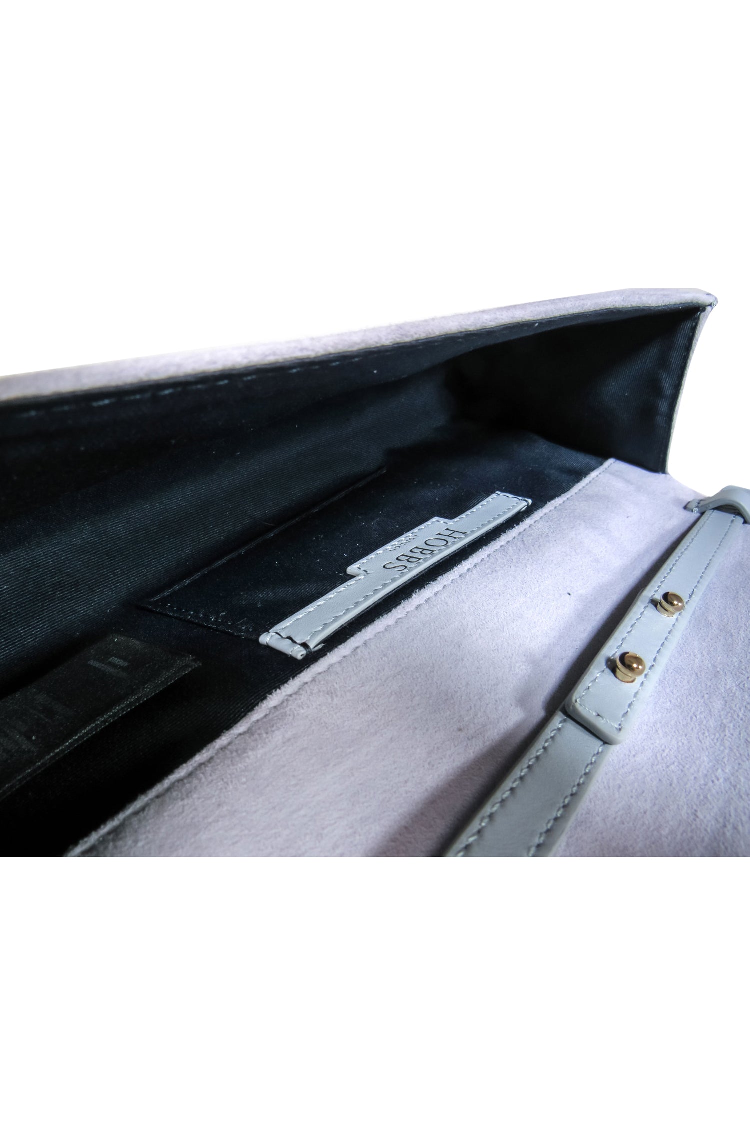 Hobbs - Stylish Light Gray Suede Convertible Clutch & Shoulder Bag