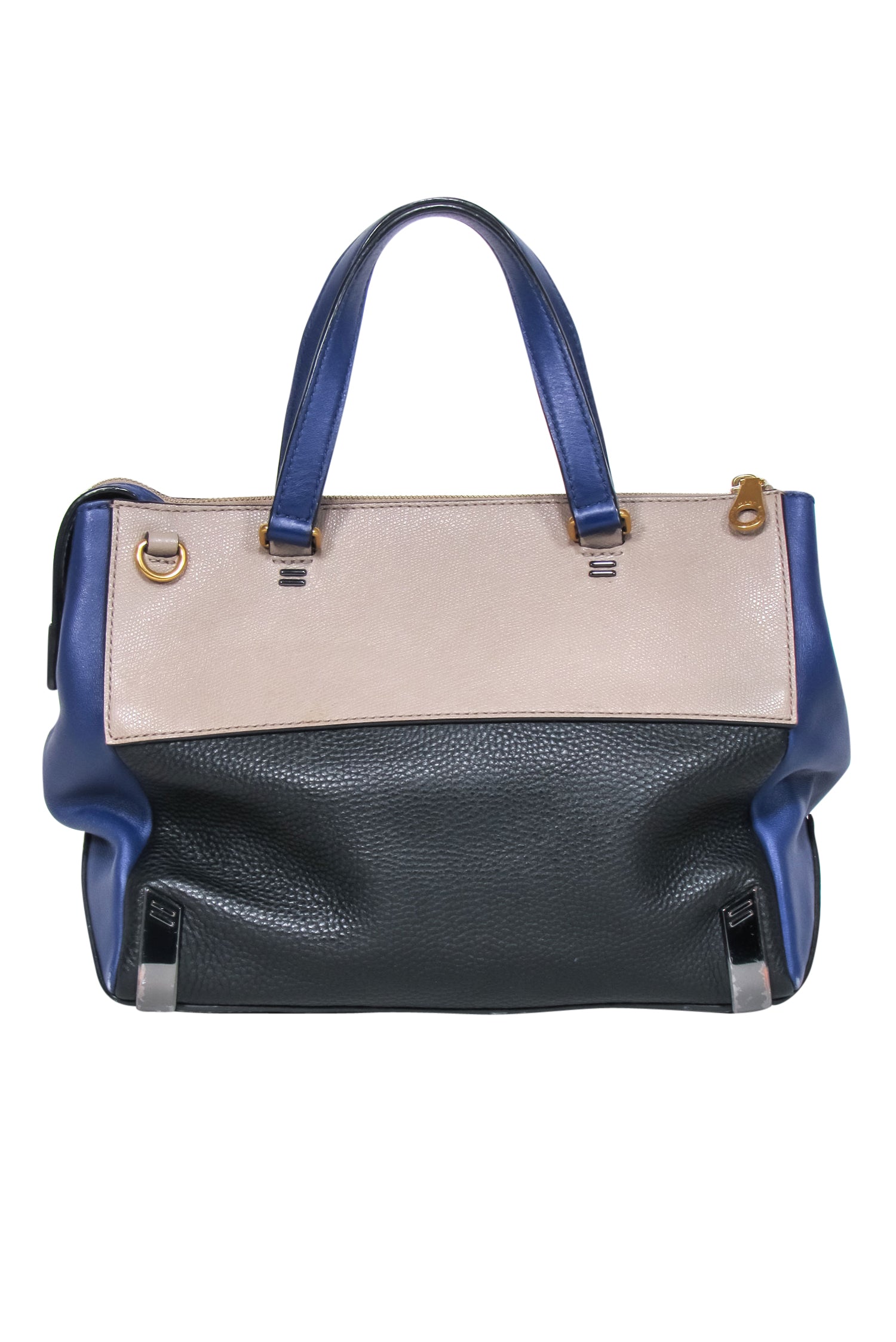 Marc by Marc Jacobs - Stunning Tan, Black & Blue Color Block Convertible Satchel