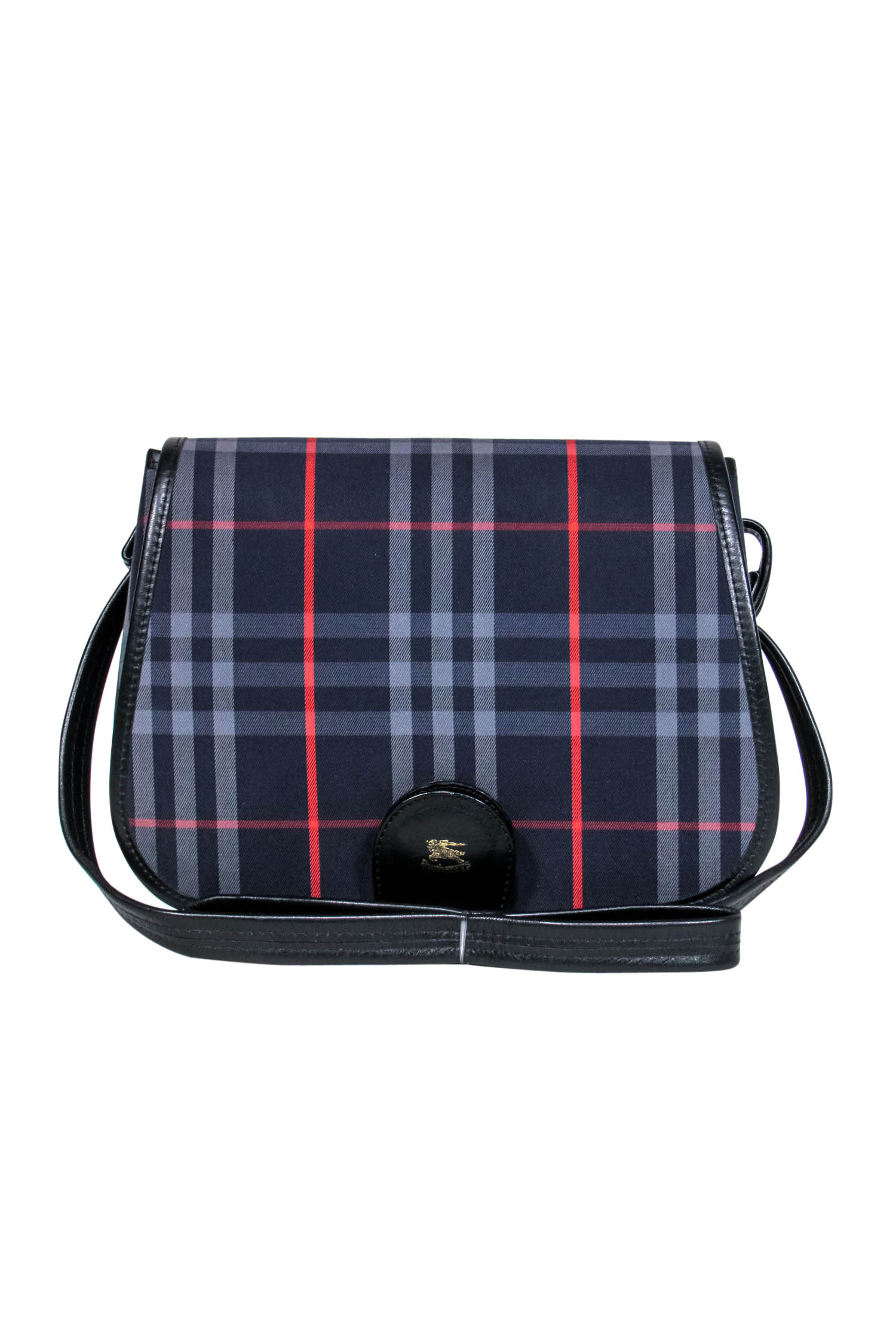 Burberry Vintage Navy & Red Tartan Saddle Crossbody - A Timeless London Treasure