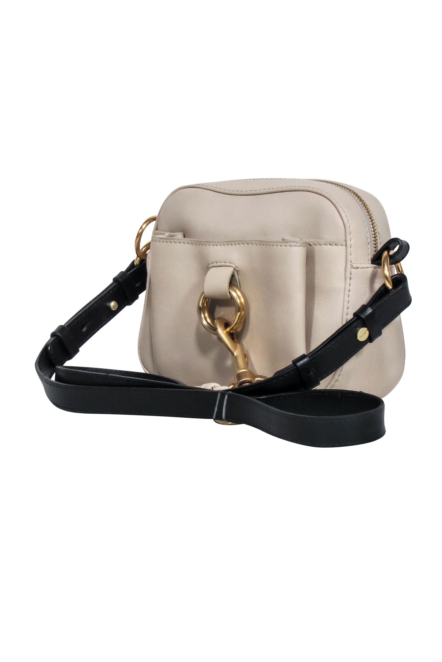 See by Chloe Beige Leather Crossbody Bag with Black Strap