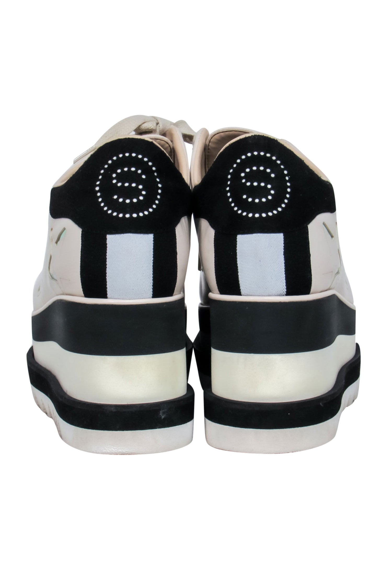 Stella McCartney - Glamorous Cream & Black Platform Sneakers with Iridescent Stars, Size 10