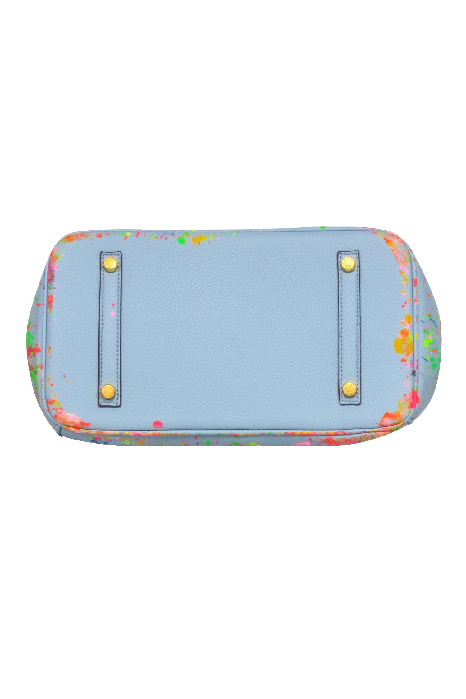 Anca Barbu's Rebel-Inspired Blue Pebbled Satchel with Paint Splatter