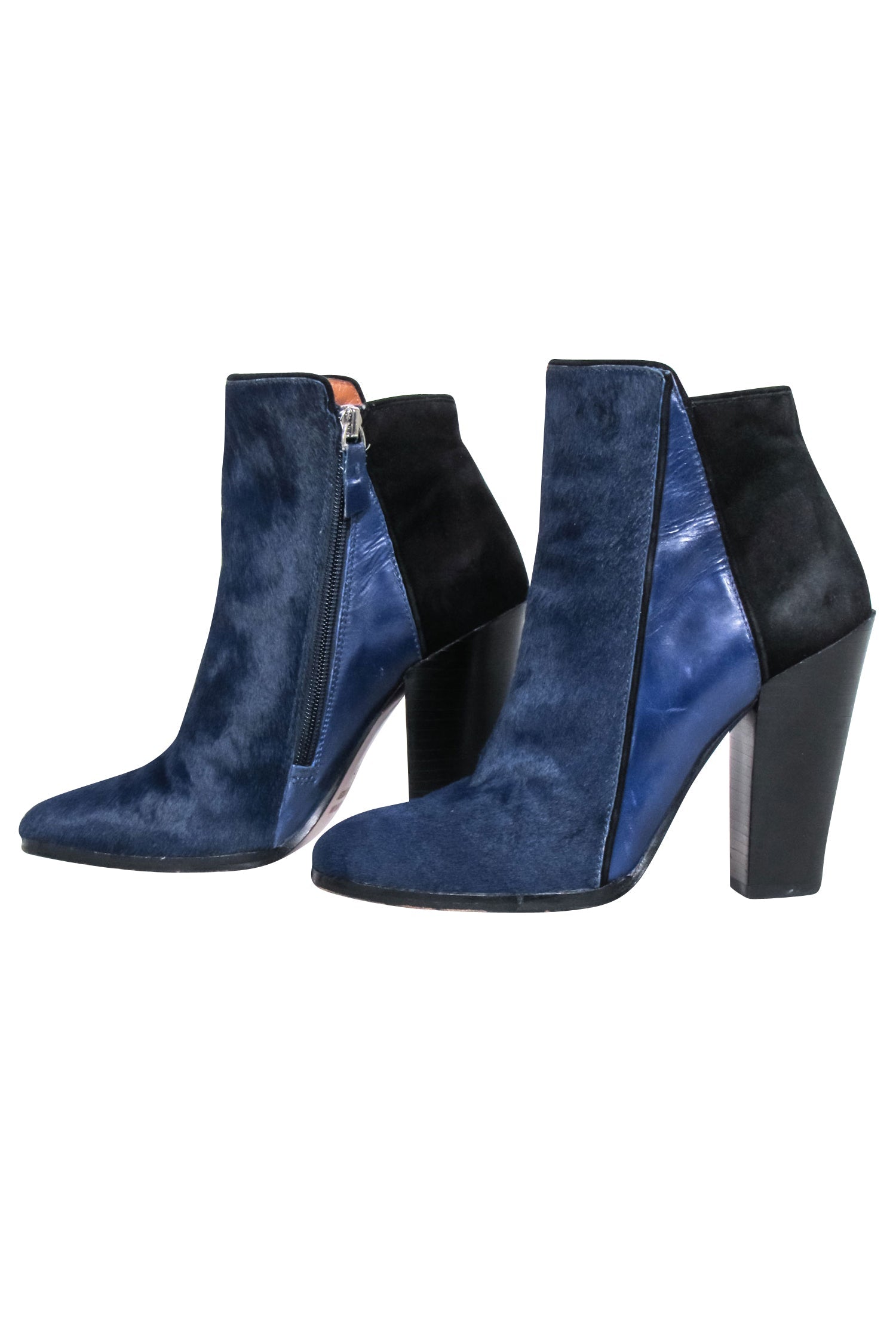 Derek Lam Navy Cow Hair Glam Short Boots - Size 7