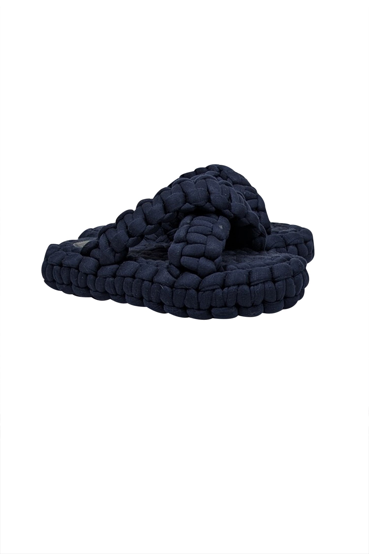 Chloe Navy Woven Braided Kamy Platform Slide Sandals - Size 7 - Stylish Beach Must - Haves