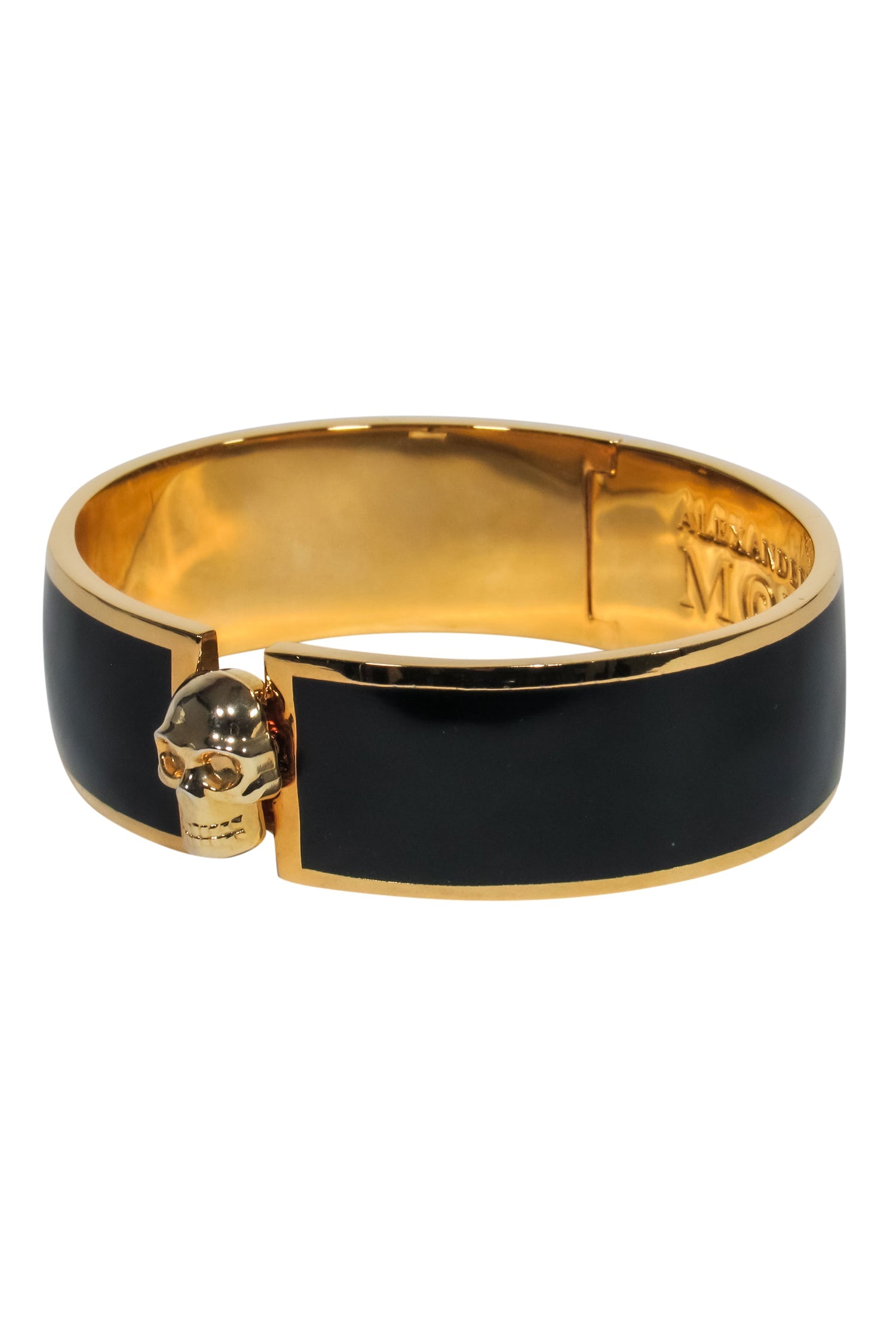 Alexander McQueen Black & Gold Skull Clasp Bracelet - A Must - Have Gothic Accessory