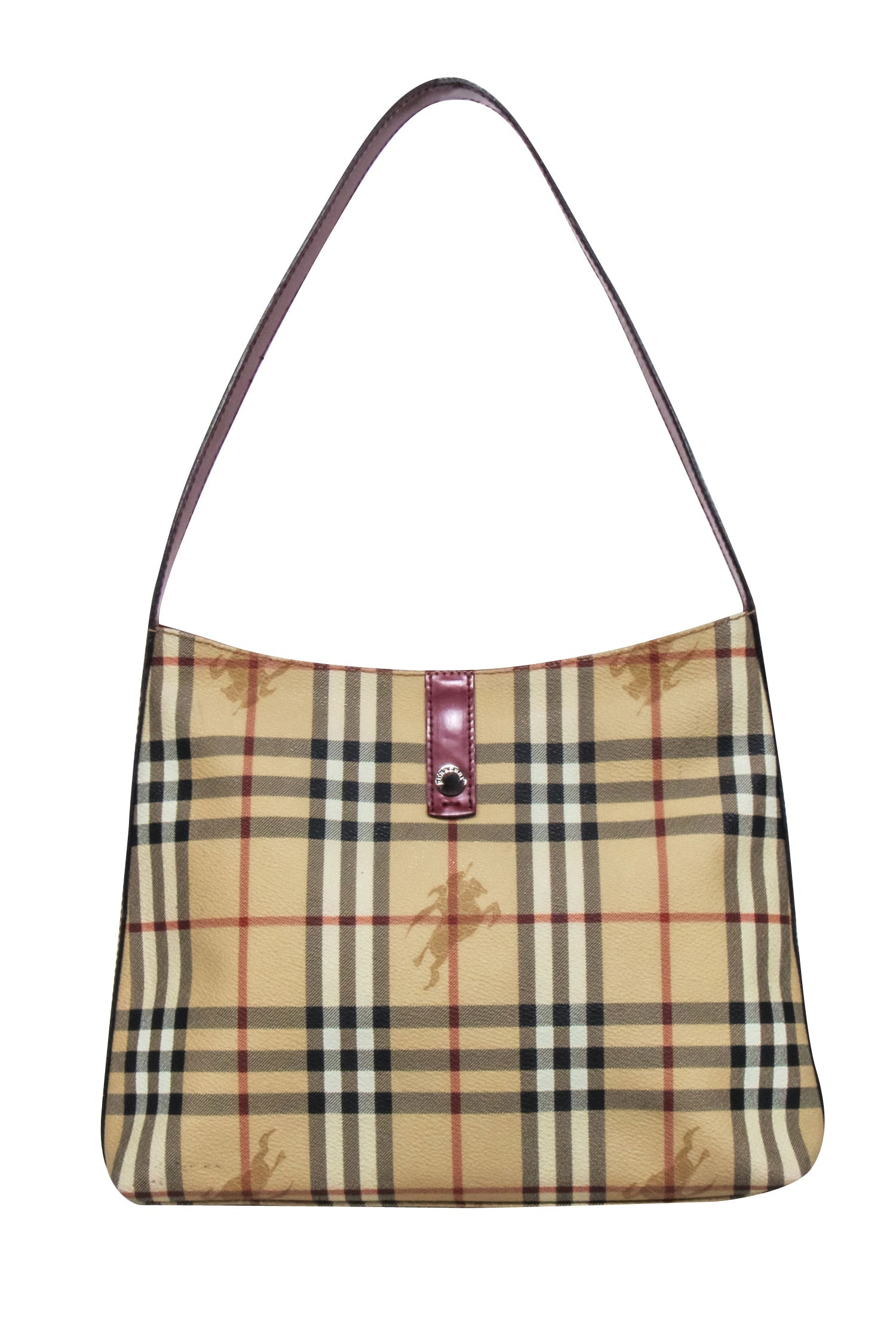 Burberry - Chic Beige Signature Plaid Logo Shoulder Bag
