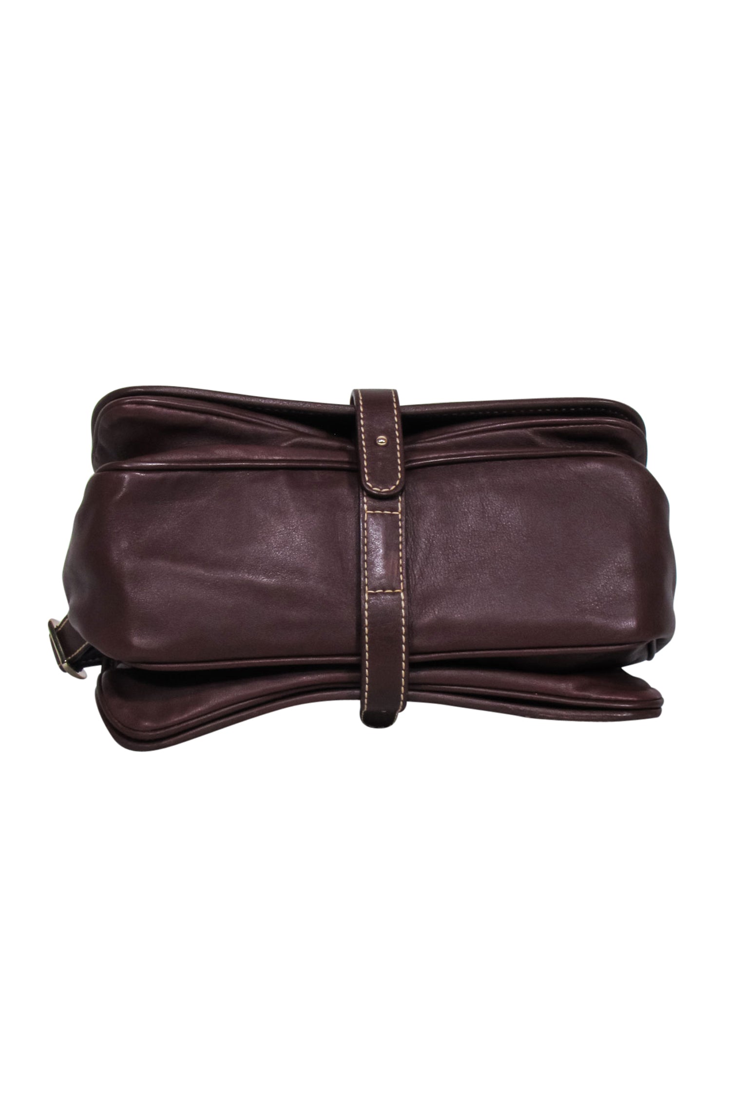 Carolina Herrera Brown Leather Fold-Over Crossbody Bag - Chic & Functional