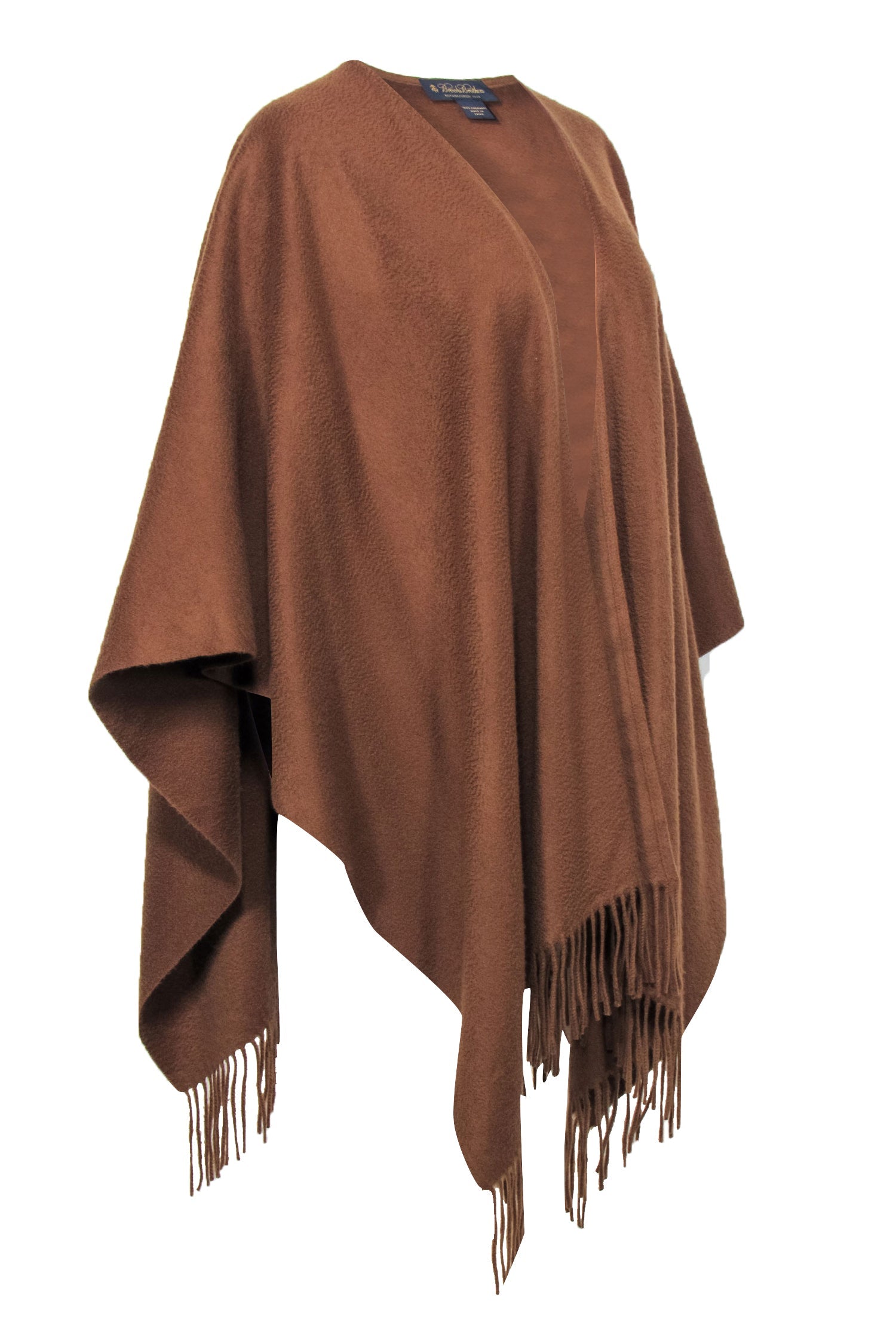 Brooks Brothers - Stylish Brown Cashmere Fringed Shawl (One Size)