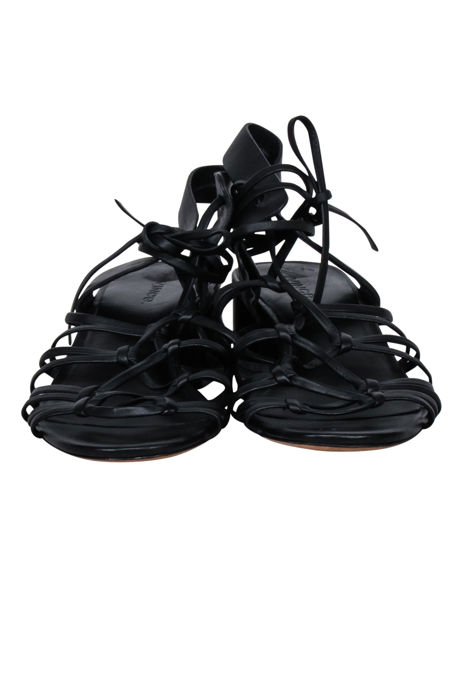 Vince's Stunning Black Leather Strappy Sandals - Size 9