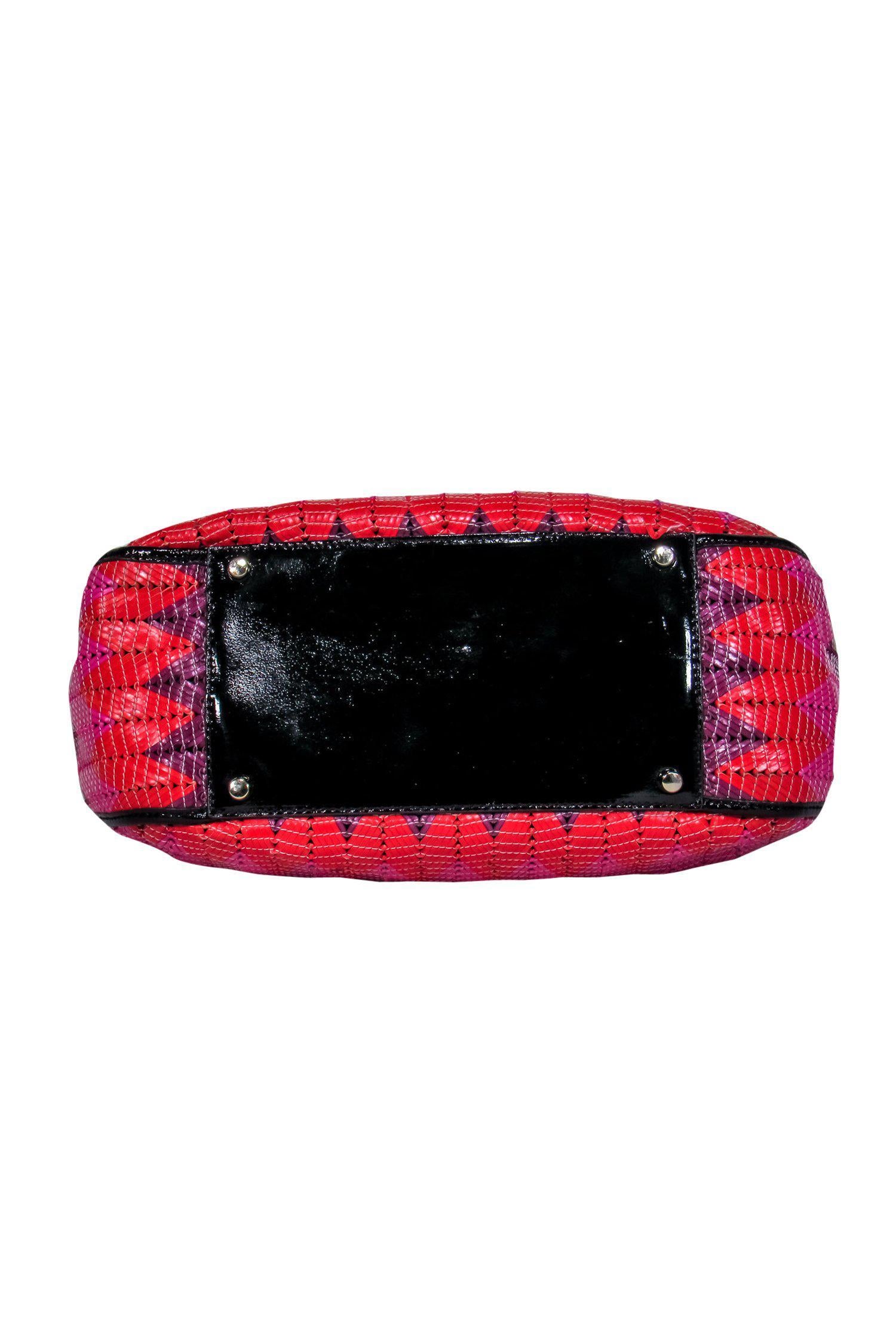 Kate Spade - Vibrant Purple, Pink & Red Woven Chevron Basket Handbag