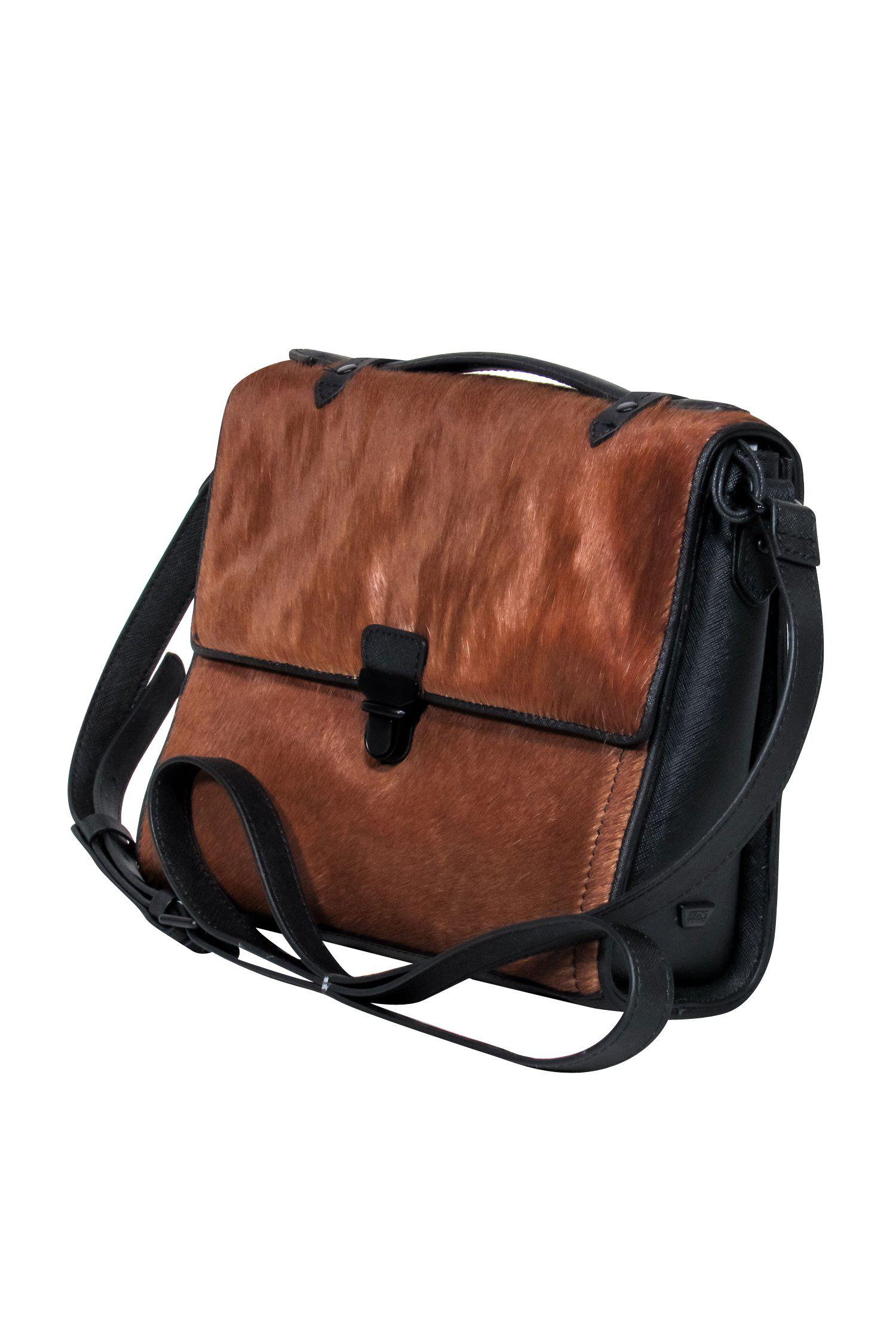 Joy Gryson Brown Calf Hair Elegant Crossbody - A Chic Fashion Statement
