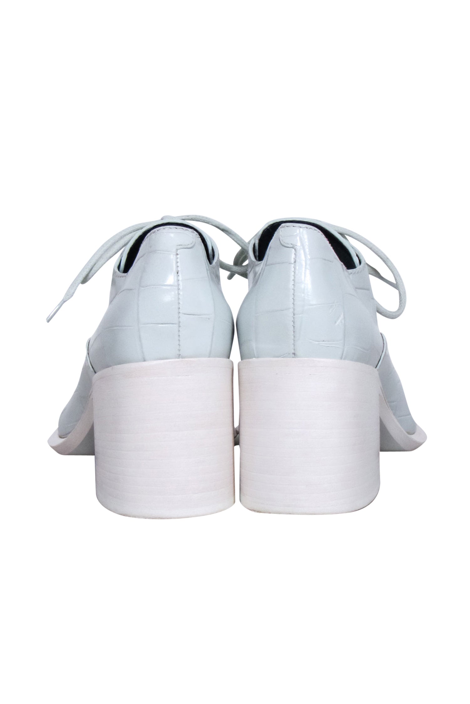 Celine Blue Reptile Embossed Lace - Up Heels: Size 8 Fashion Statement