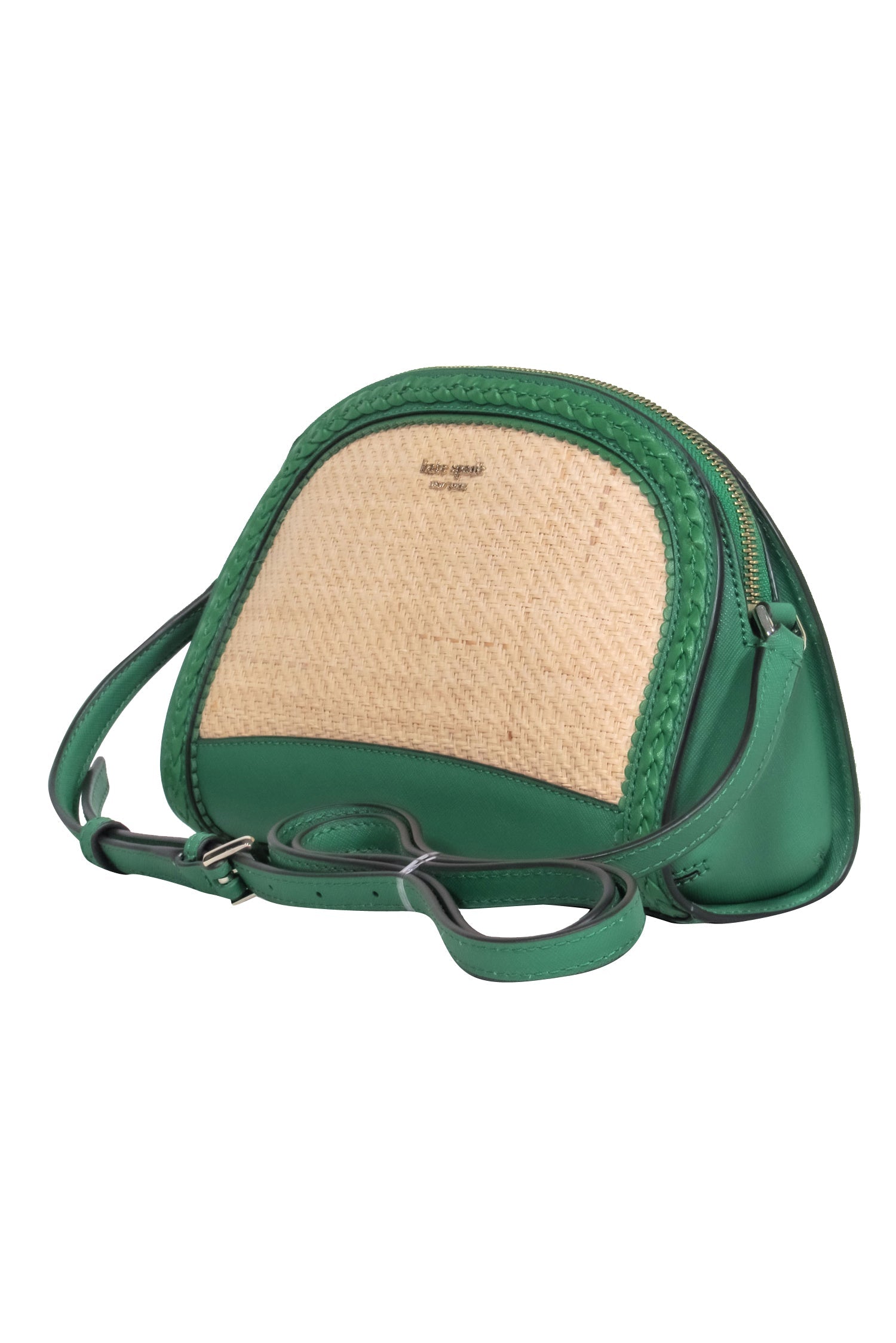 Kate Spade's Stunning Raffia Crossbody Bag with Kelly Green Leather Trim