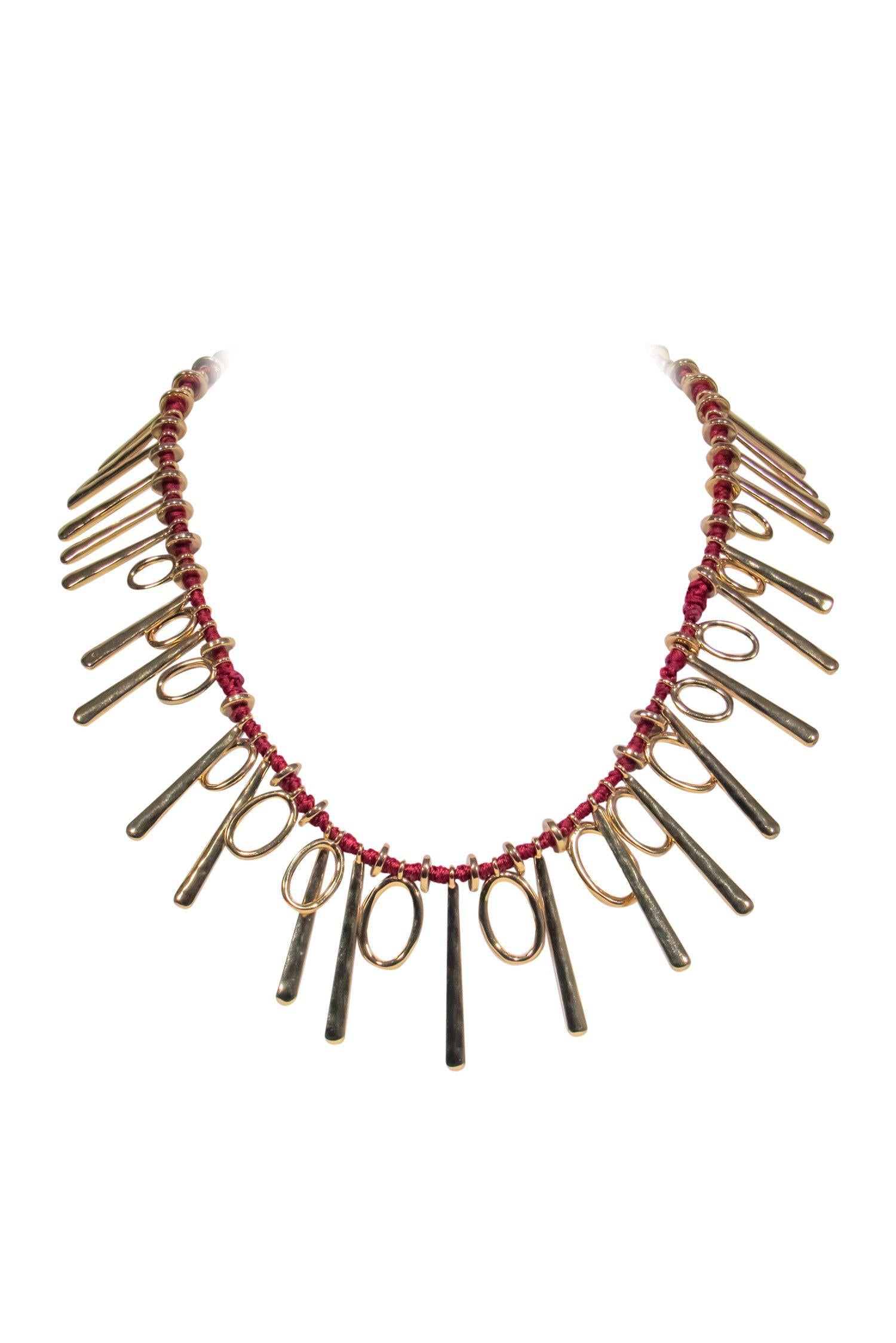 Brooks Brothers' Stunning Red & Gold Threaded Statement Necklace