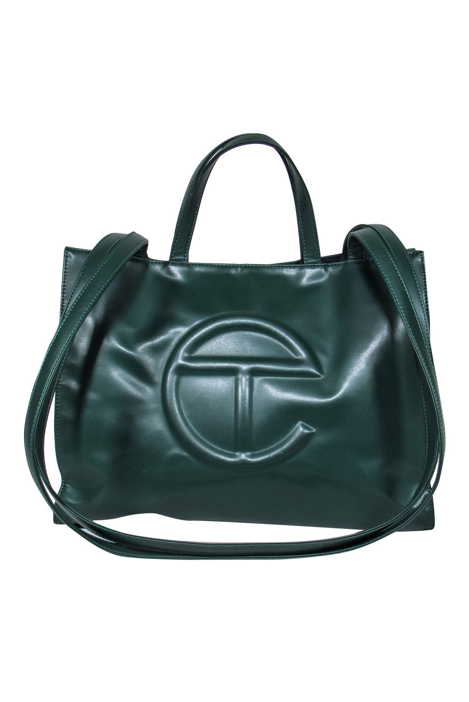 Telfar Emerald Green Medium Shopping Tote with Embossed Logo
