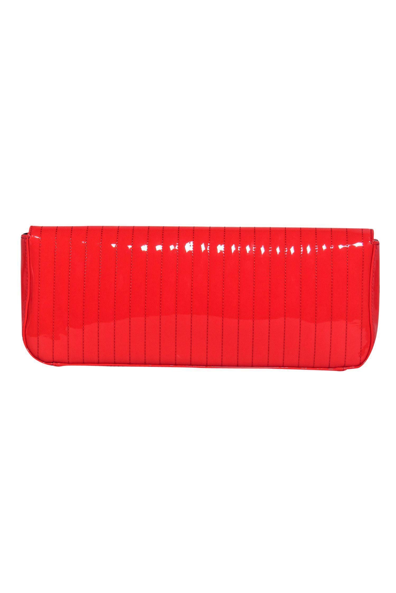 Ted Baker - Stunning Glossy Patent Oblong Snap Clutch with Scrolled Logo