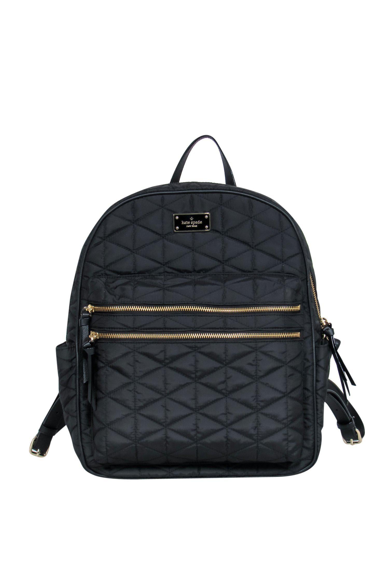 Kate Spade's Stunning Black Quilted Nylon Backpack - Your Ultimate Travel Companion!