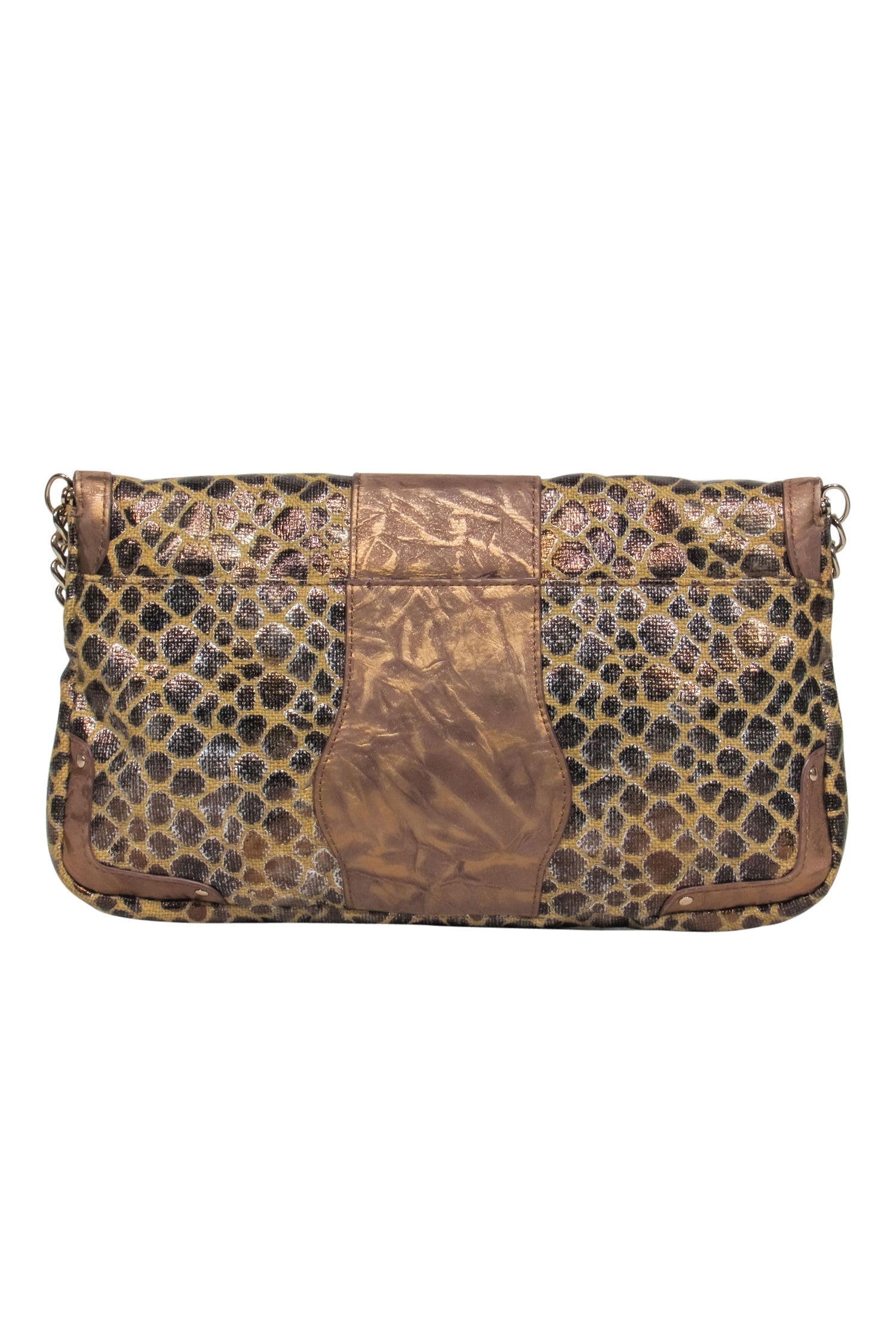 Elaine Turner's Stunning Bronze & Tan Giraffe Print Shoulder Bag with Bamboo Clasp
