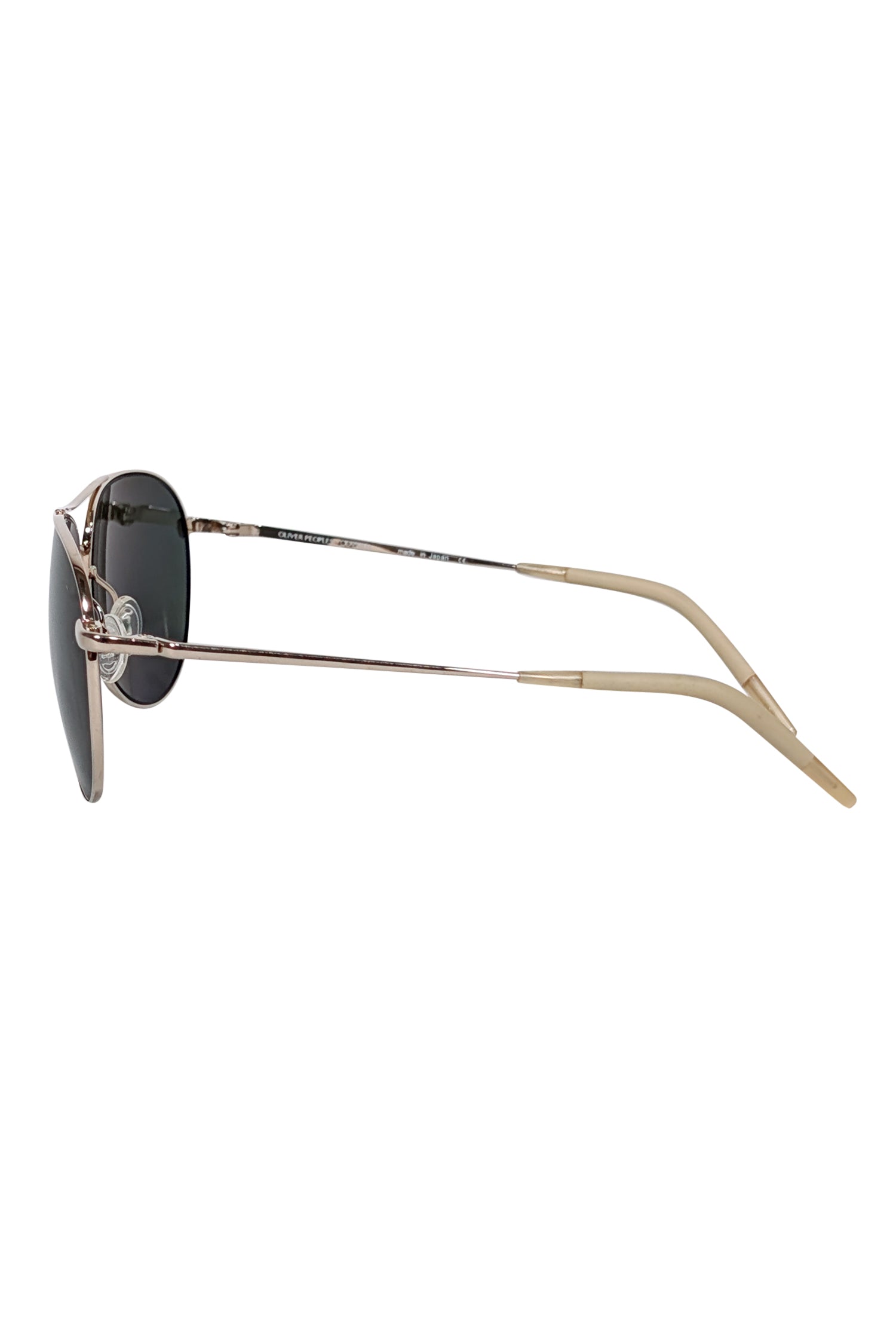 Oliver Peoples Gold Aviator Sunglasses with Stunning Black Lenses