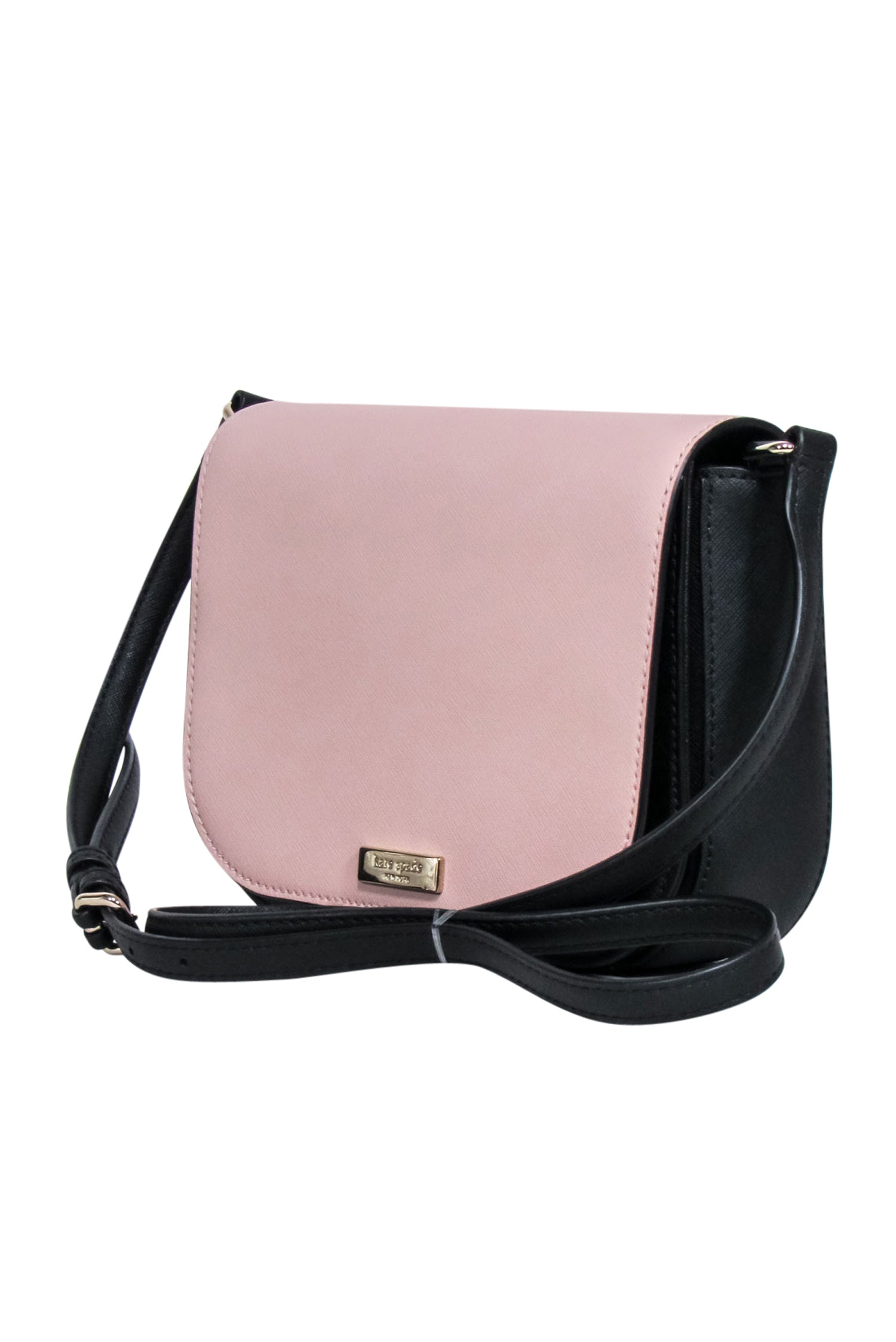 Kate Spade Light Pink & Black Leather Fold-Over Crossbody - A Stylish Essential!