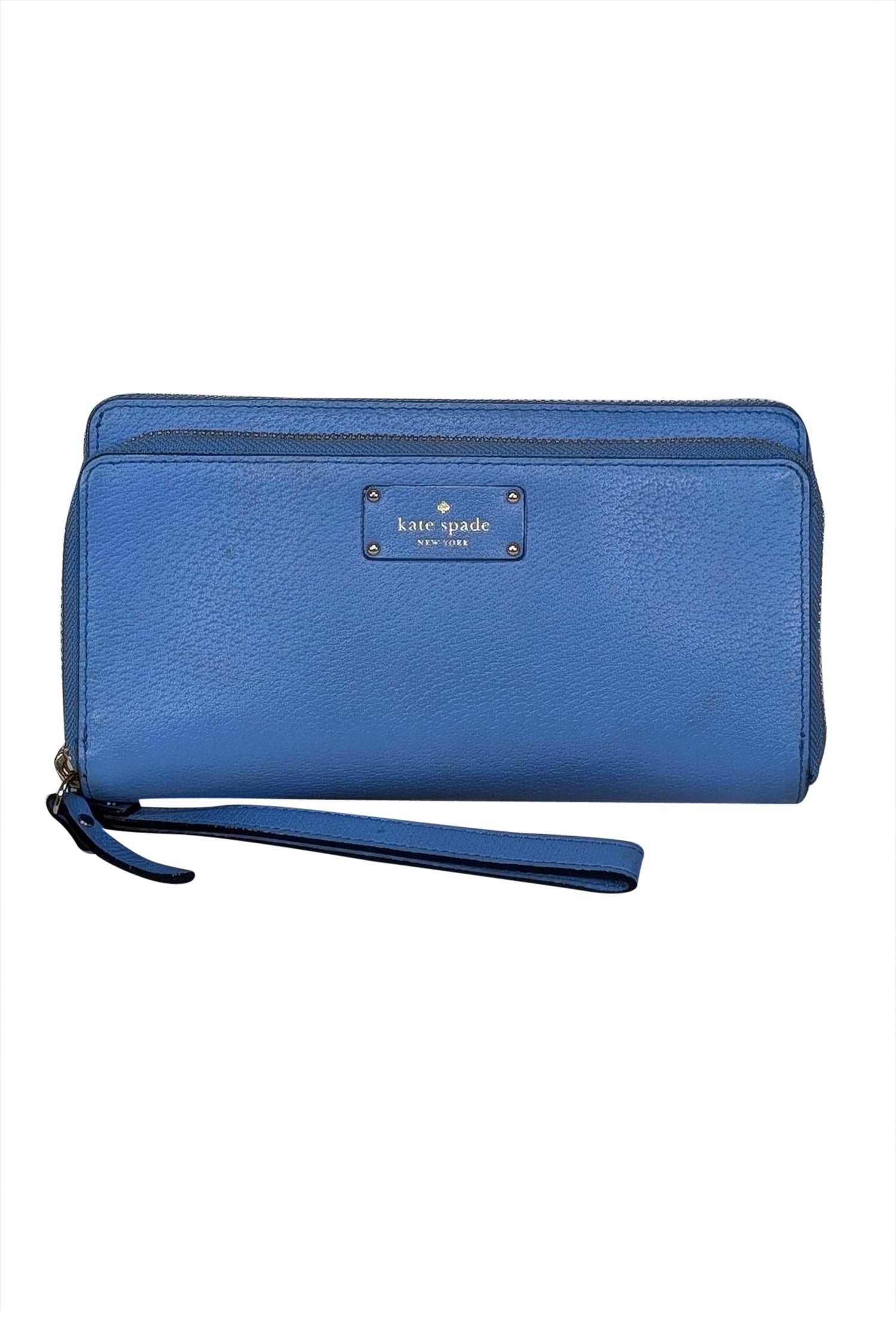 Kate Spade's Stunning Blue Leather Double Zipper Wristlet