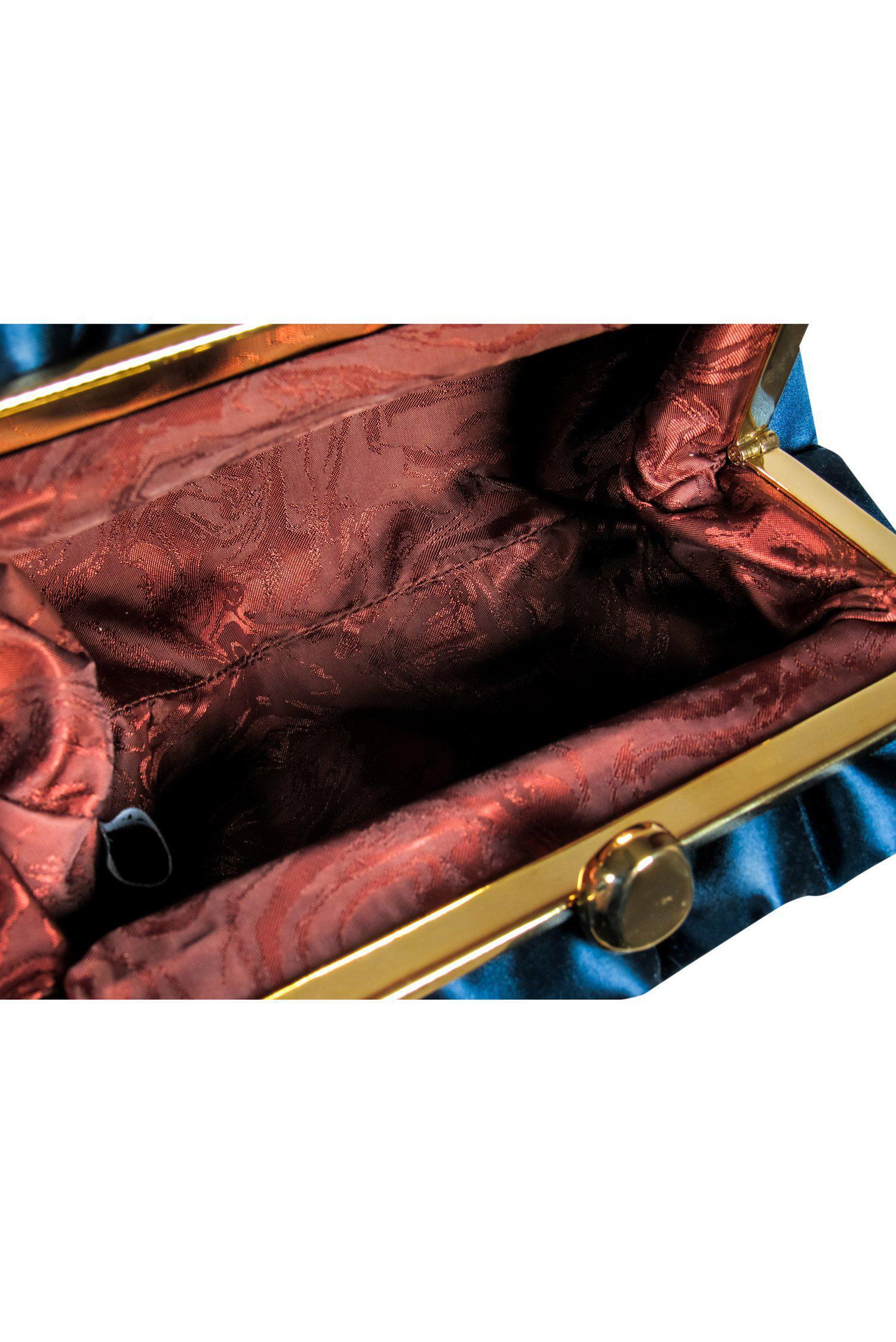 Lafayette 148 - Stunning Dark Teal Ruffle Satin Clutch