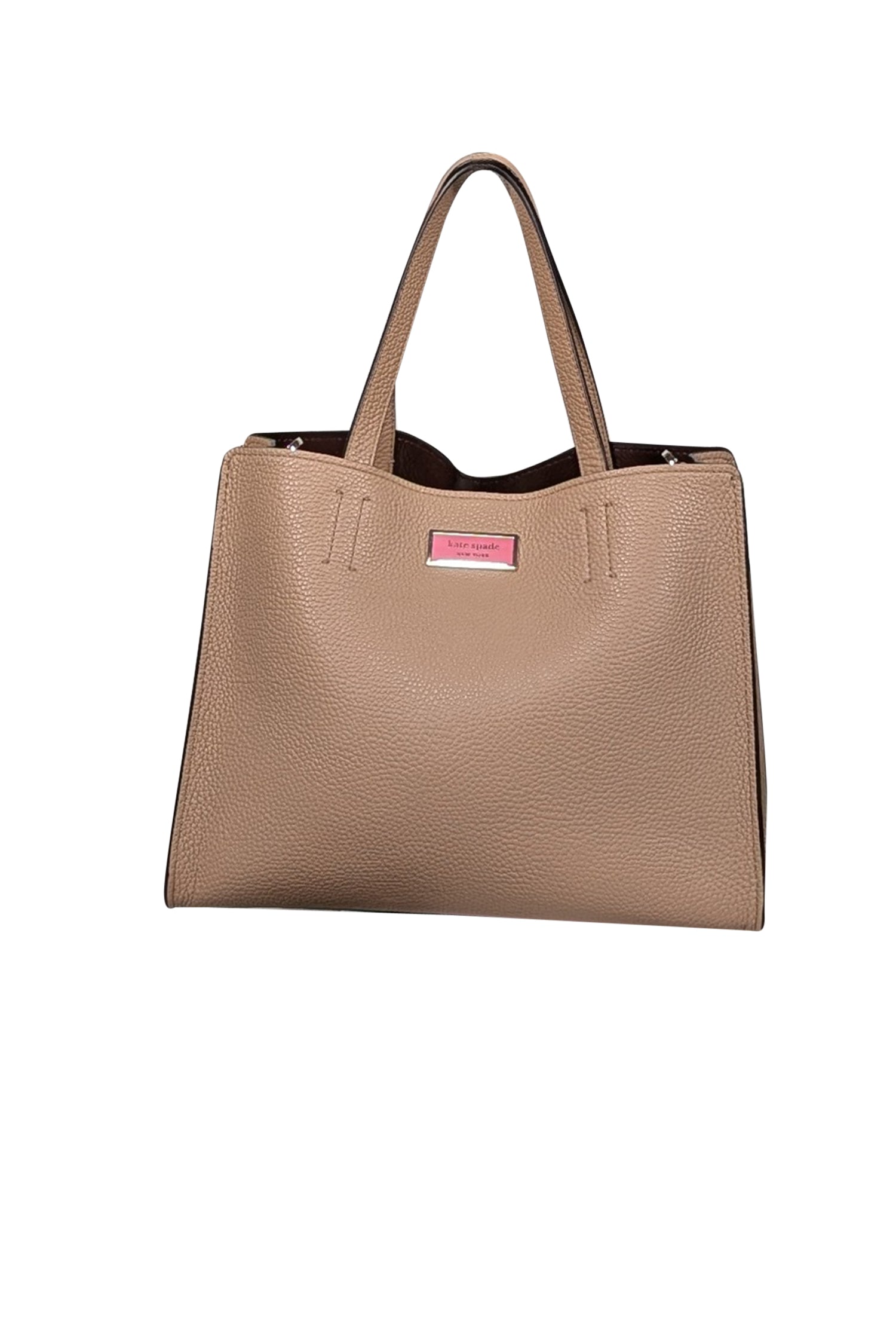 Kate Spade Deep Beige Luxury Small Satchel Bag with Chic Pouch