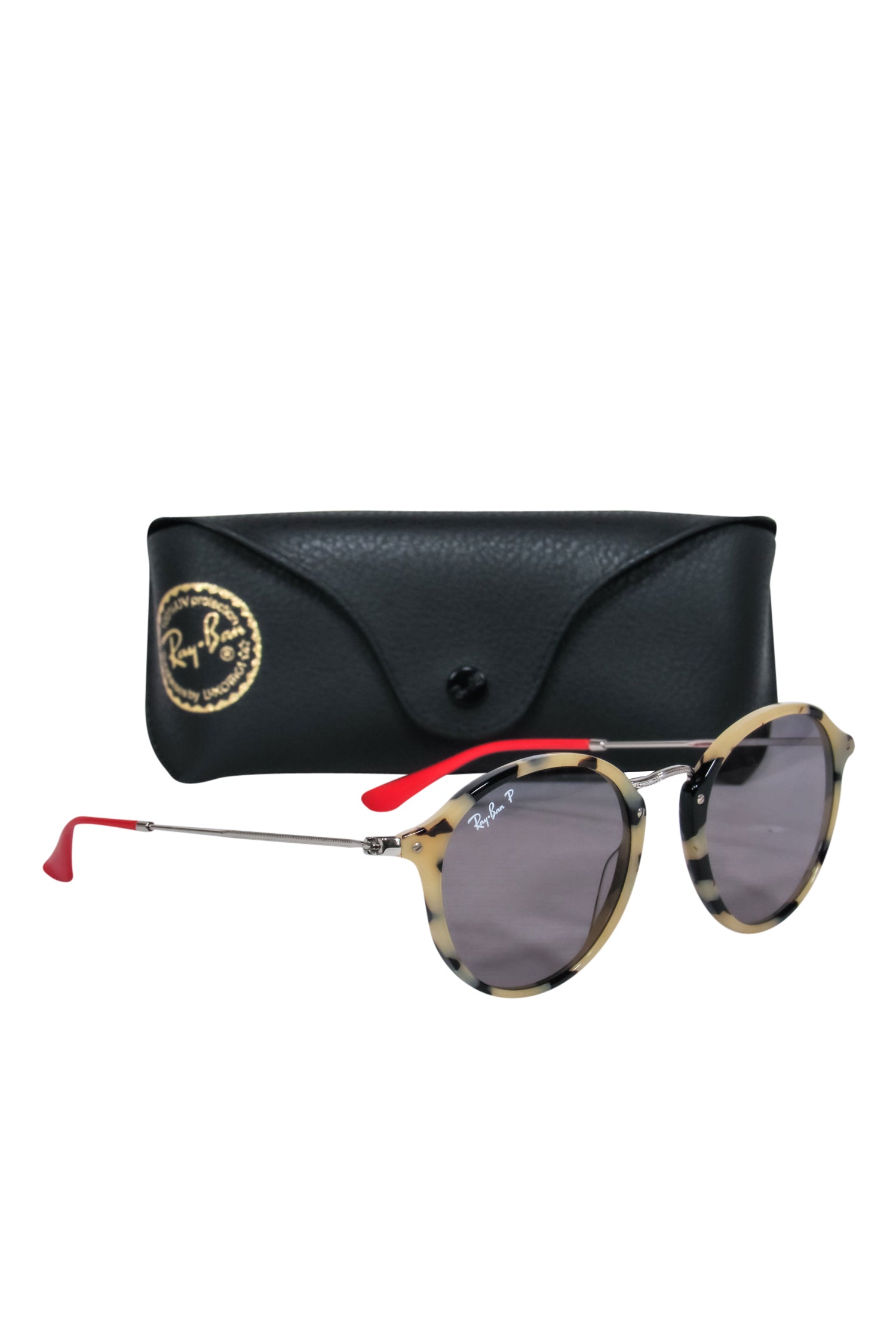 Ray-Ban's Stunning Beige Tortoise Shell & Red Round Sunglasses