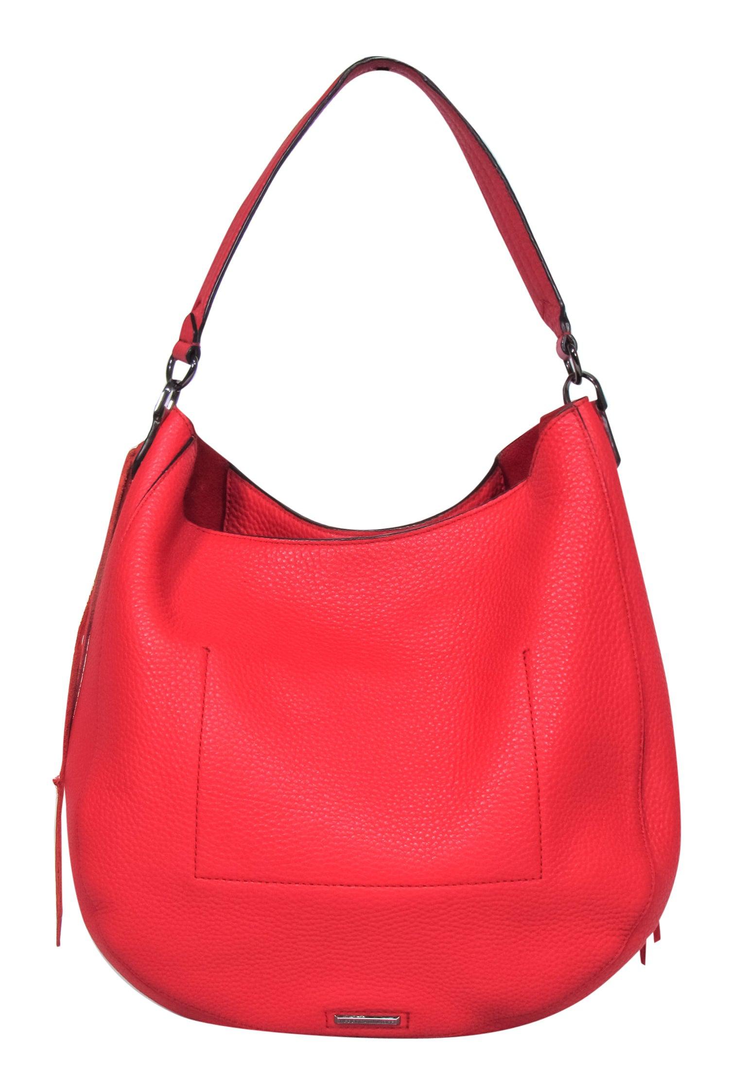 Rebecca Minkoff's Stunning Red Pebbled Leather Large Shoulder Bag - Make a Statement!