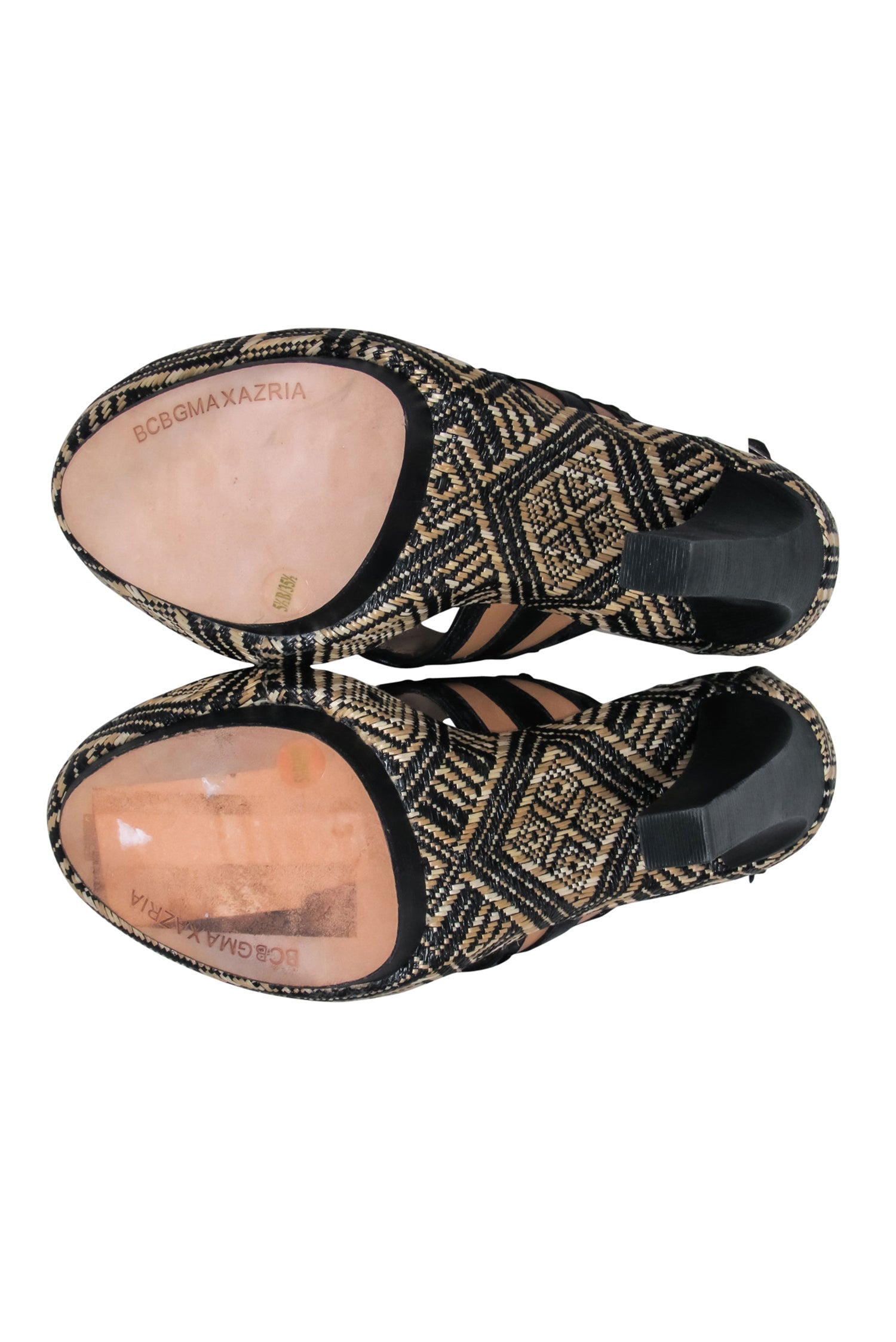 BCBG Max Azria - Stunning Black & Beige Studded Woven Heels in Size 5.5