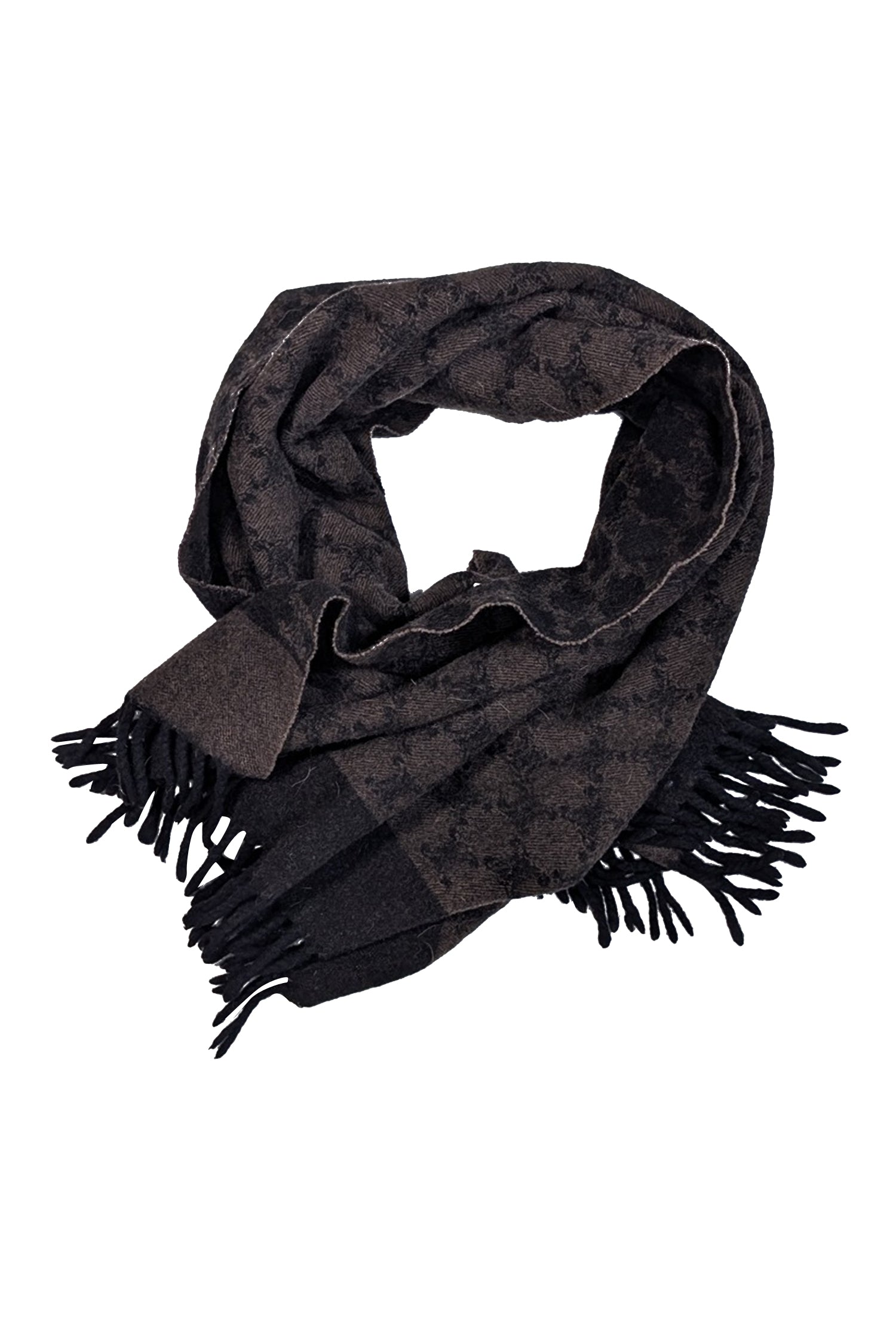Celine's Stunning Black & Brown Logo Print Wool Scarf