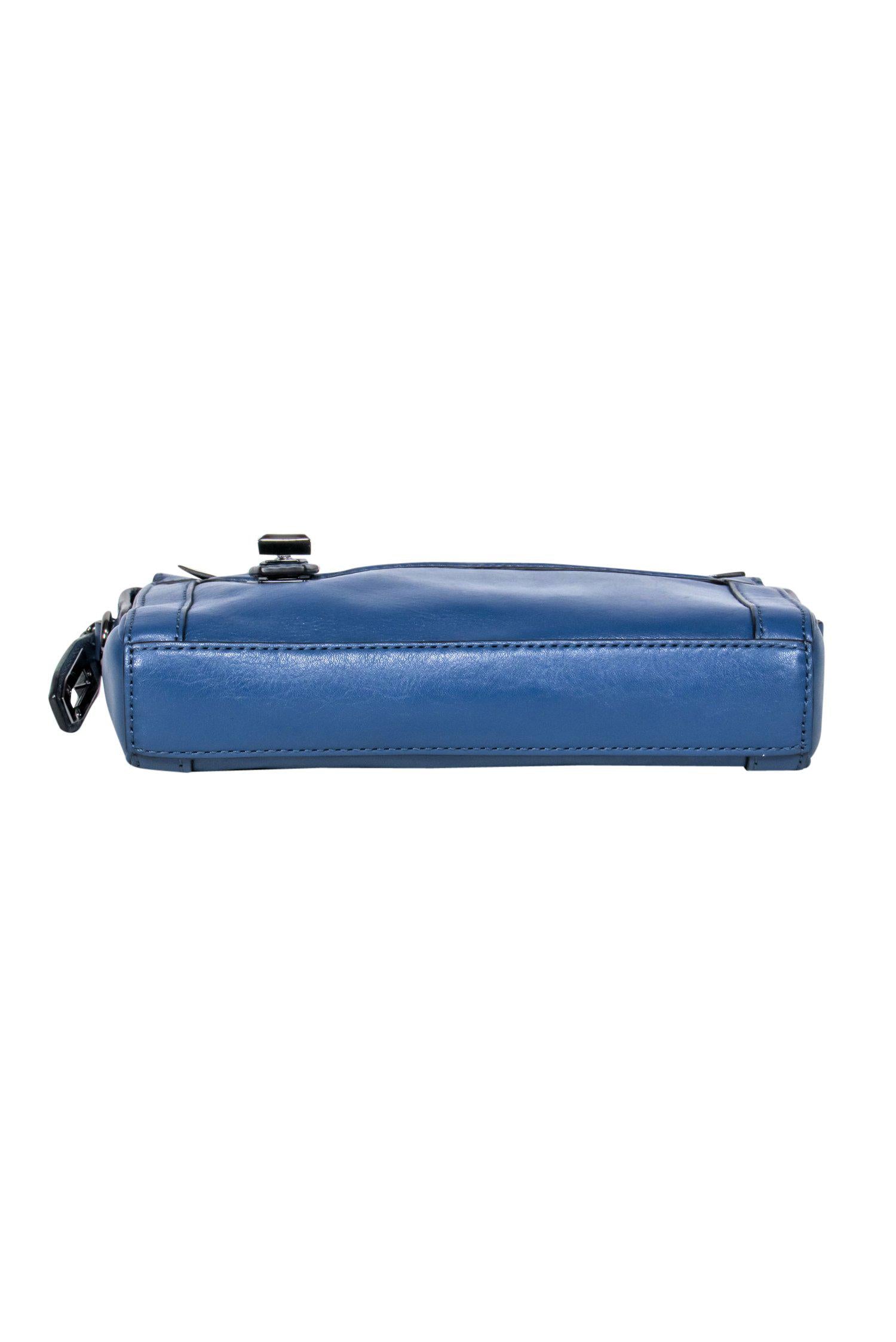 Rebecca Minkoff's Dusty Blue Leather Chain Strap Crossbody - A Fashion Essential