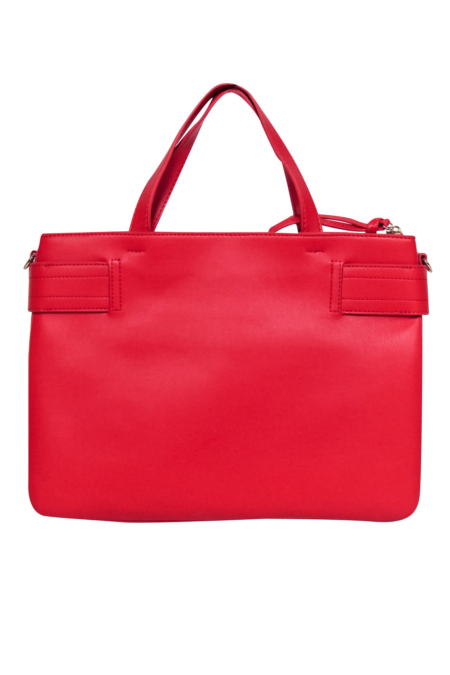 Love Moschino Red Faux Leather Satchel Bag with Gold Chain Heart Detail
