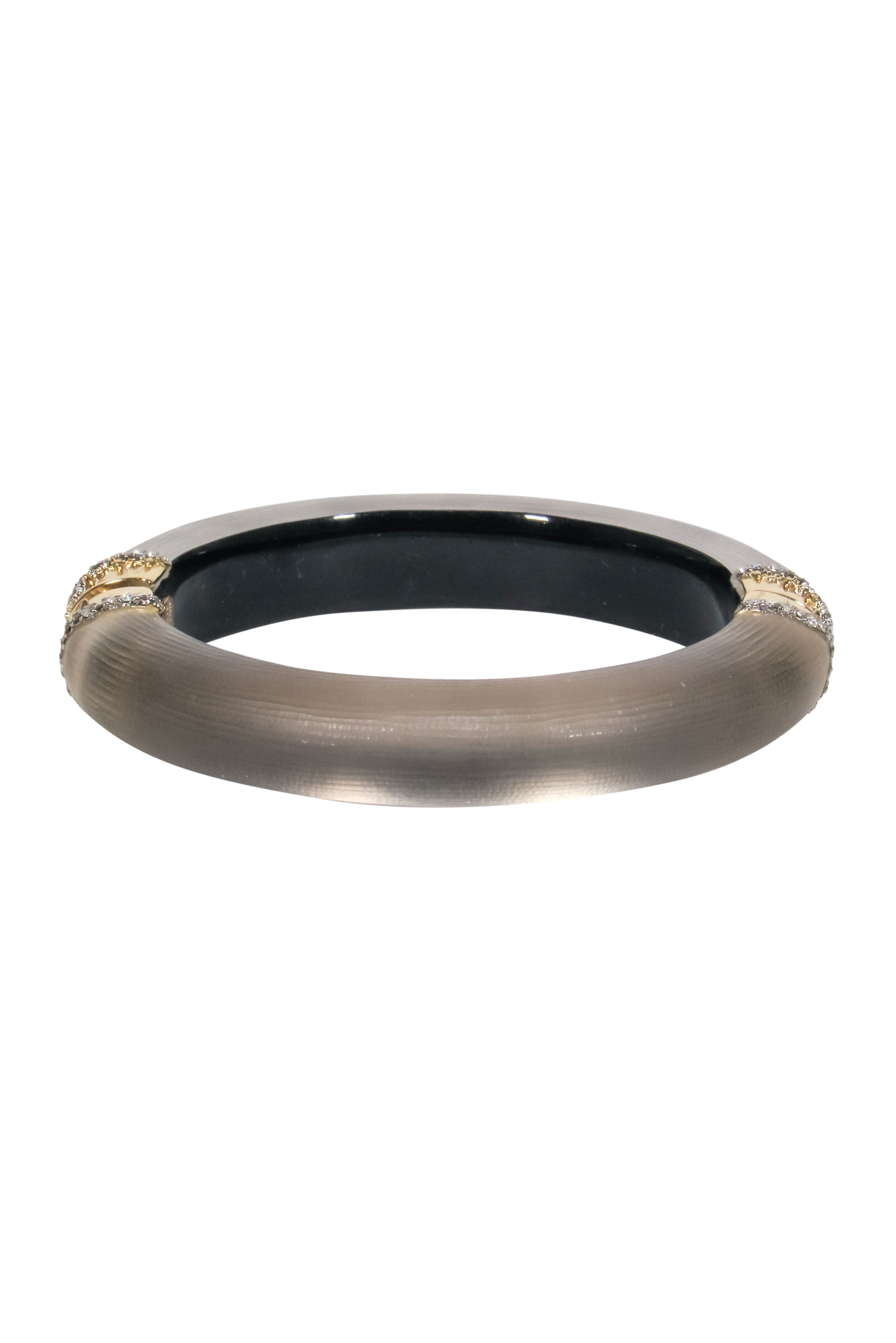Alexis Bittar - Stunning Lucite Bangle with Gold Clasps and Diamond Adornment
