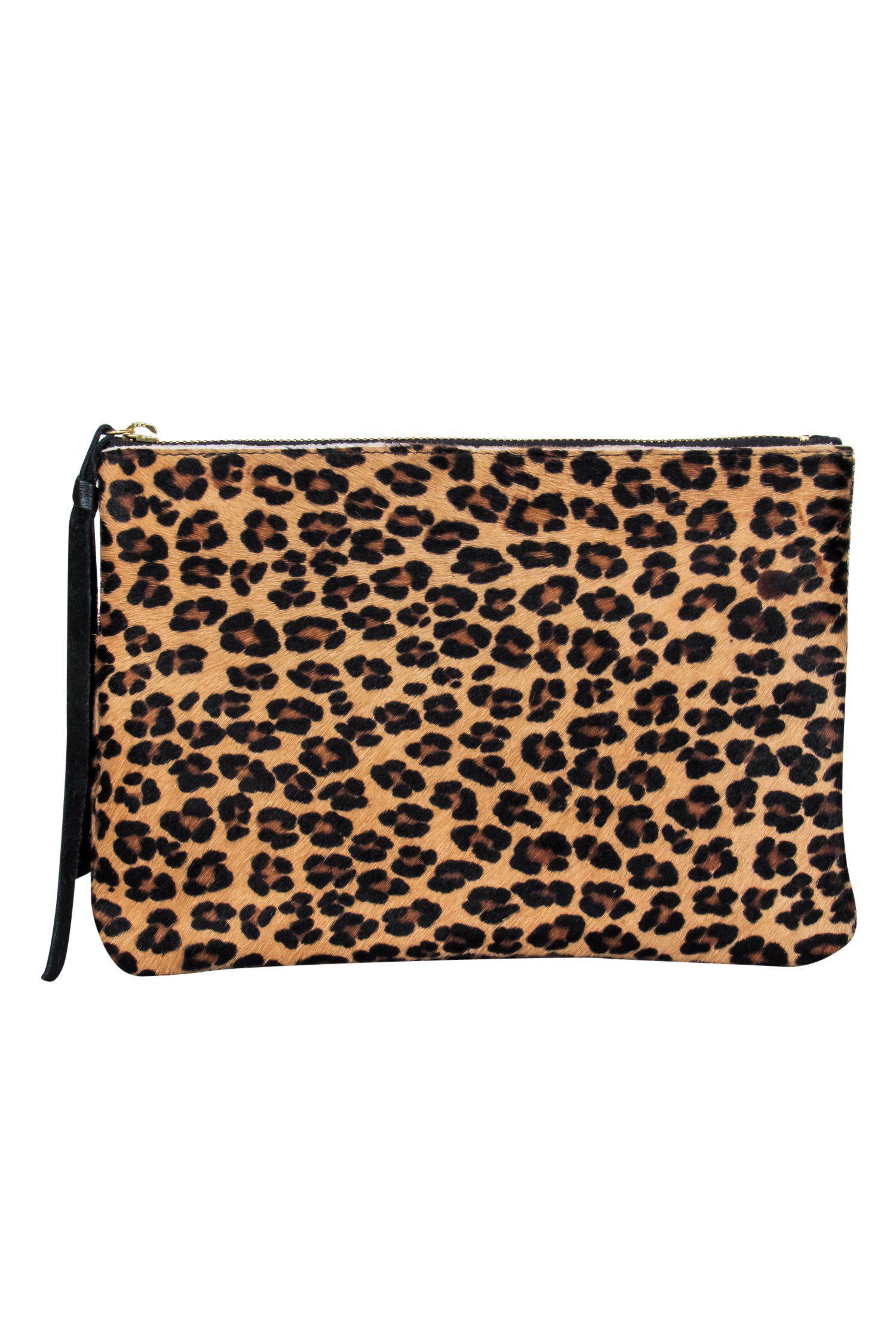 Posse - Stunning Tan Leopard Print Calf Hair Clutch