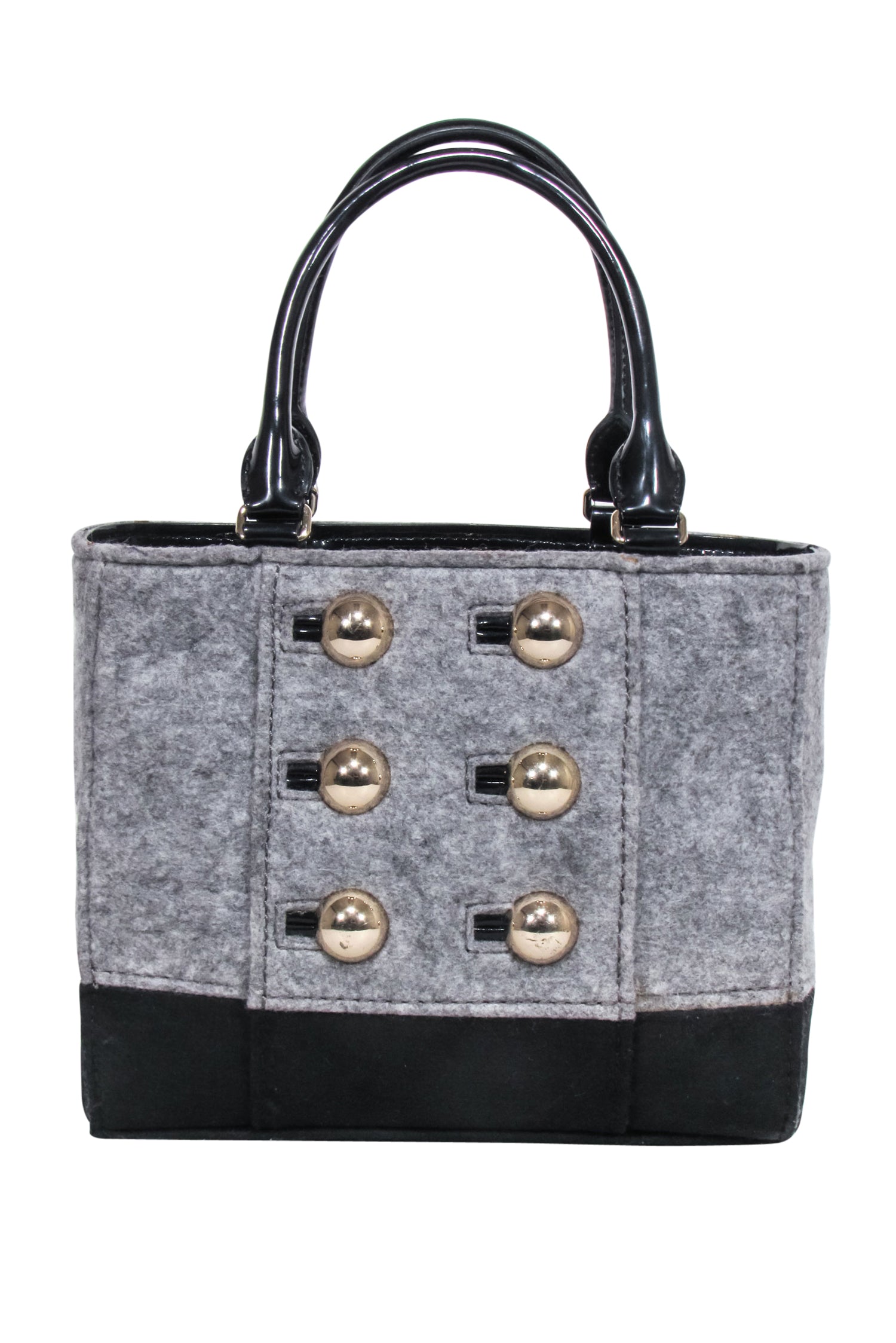 Kate Spade Grey & Black Double Breasted Button Front Luxury Handbag