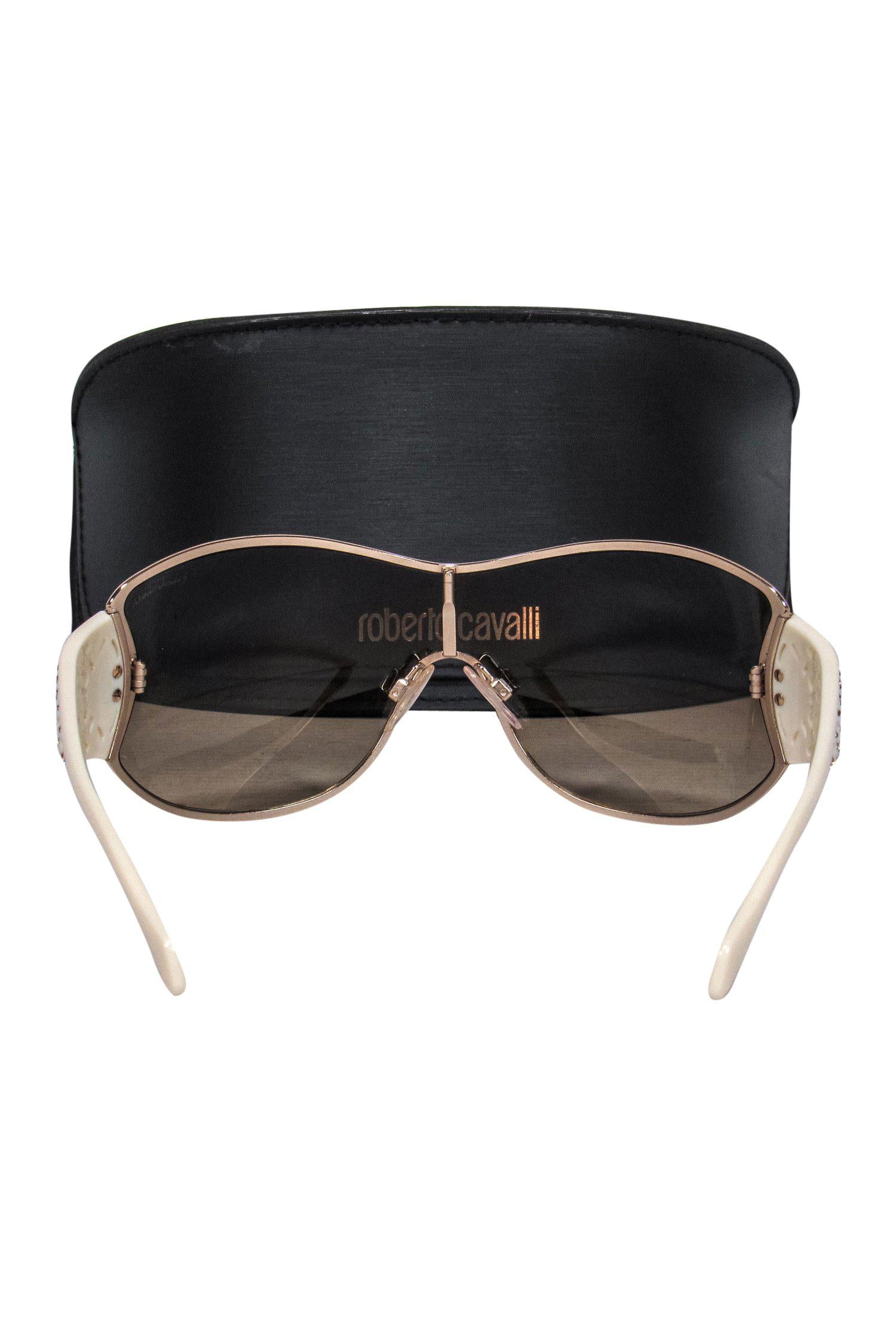 Roberto Cavalli - Stunning Cream & Gold Lasercut Shield Sunglasses