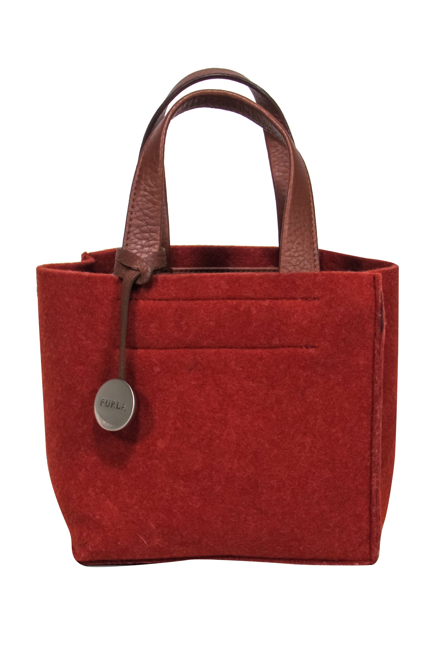 Furla Mini Bag: Burnt Orange with Brown Handle