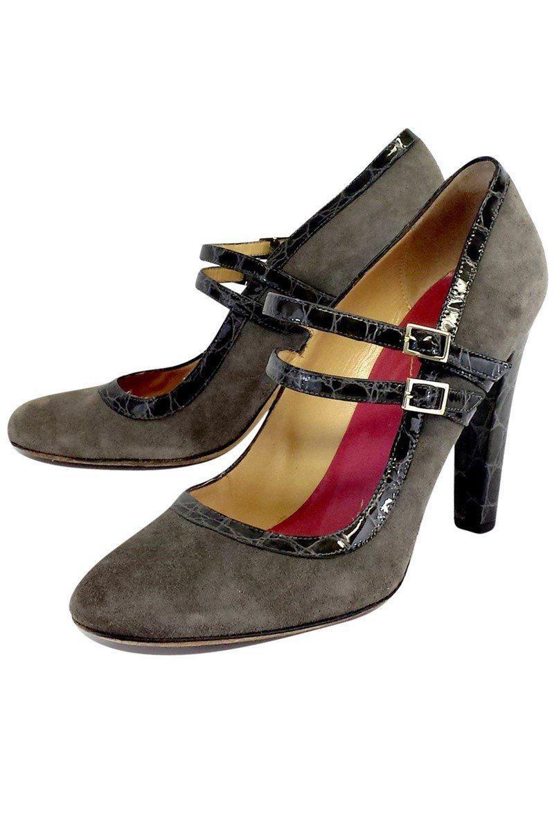 Gorgeous Kate Spade Grey Suede & Croc Mary Janes - Size 10!