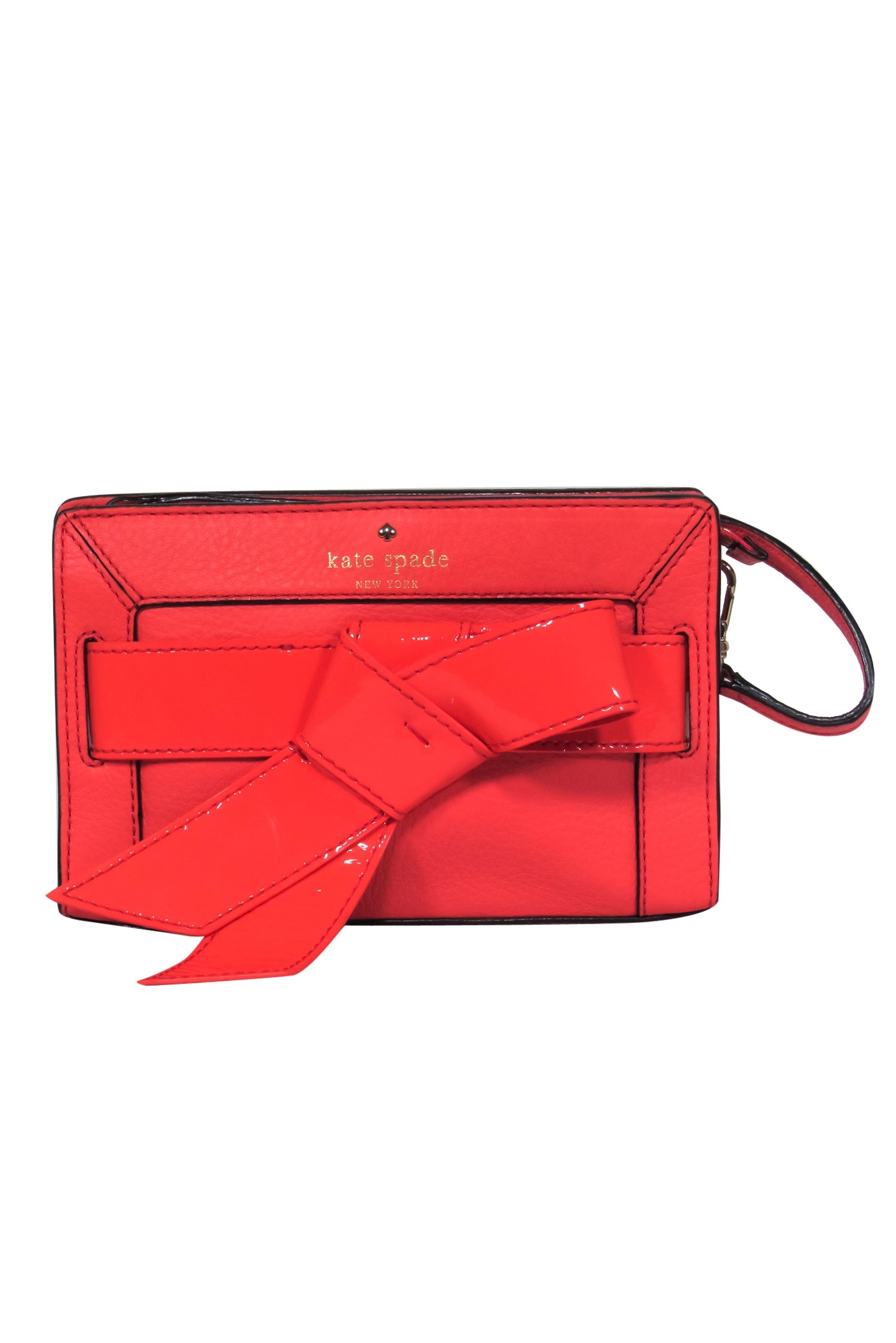 Kate Spade - Stunning Hot Pink Pebbled Leather Convertible Mini Baguette with a Charming Patent Leather Bow