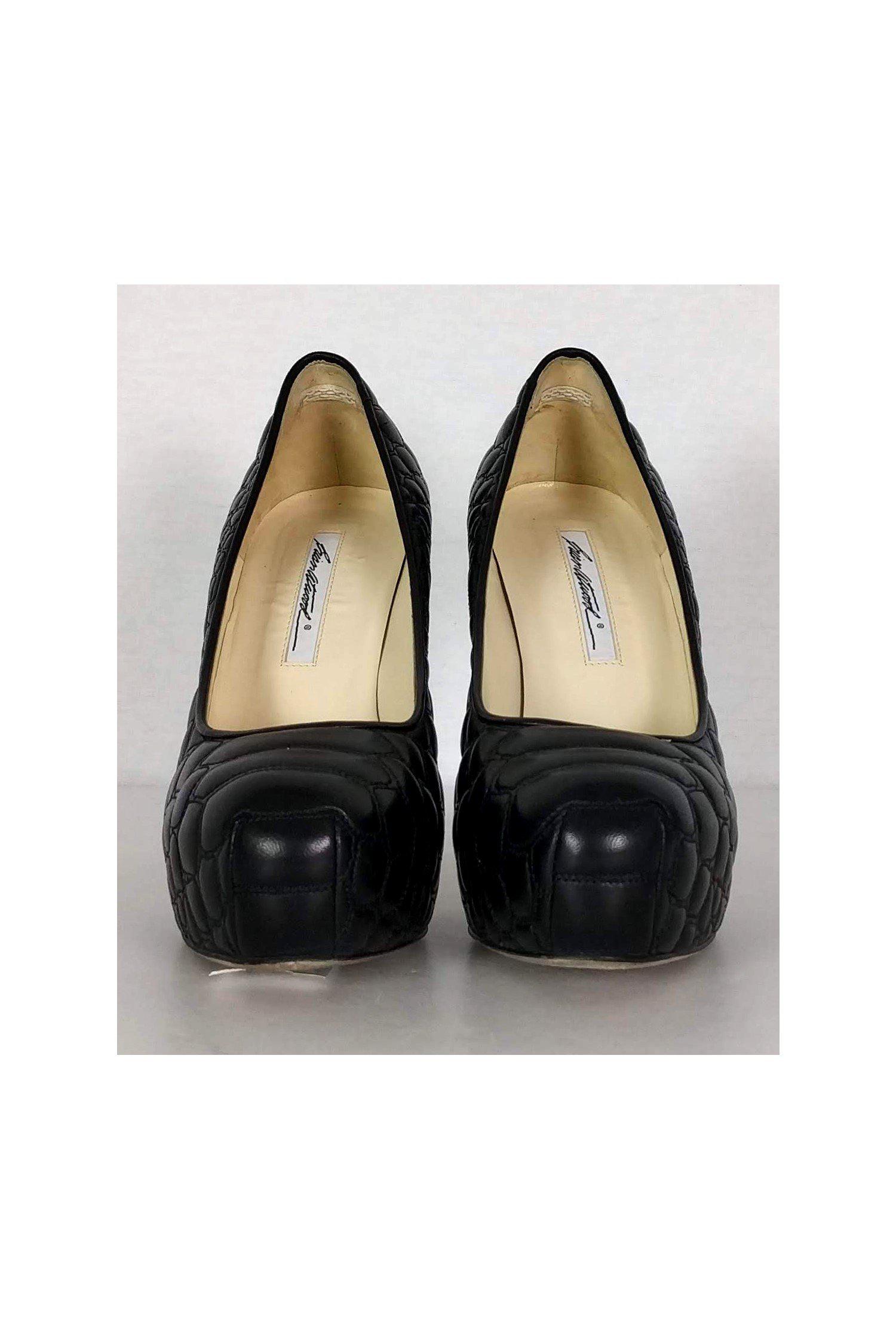 Brian Atwood's Alluring Black Leather Quilted Pumps - Size 9