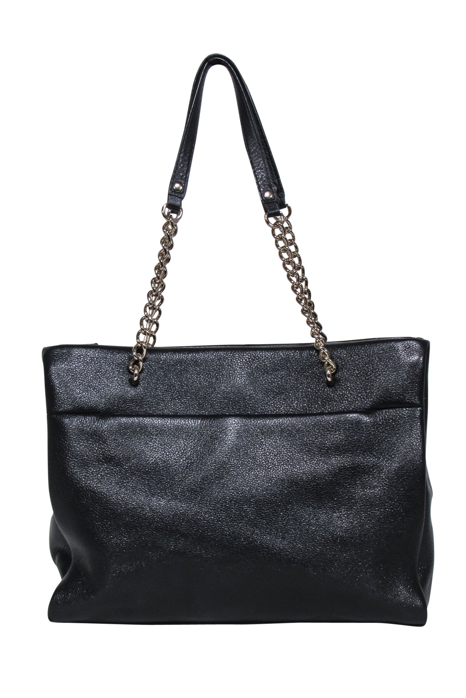 Kate Spade - Stunning Black Leather Large Tote Bag with Chain Straps
