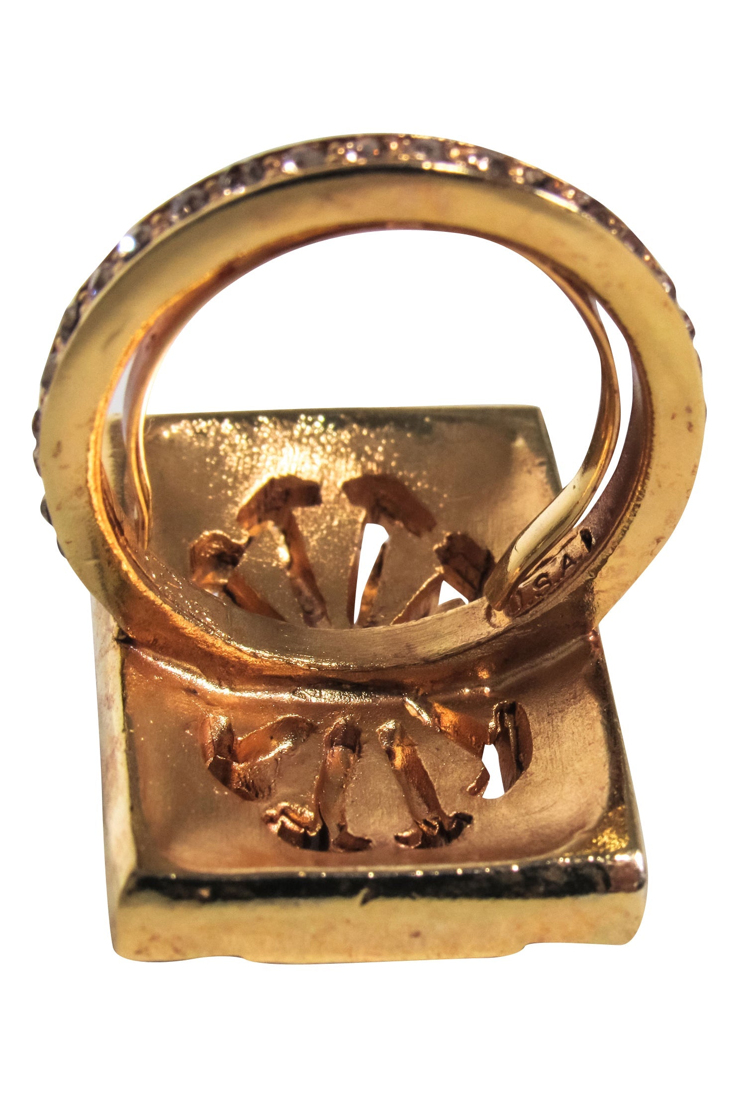 Oscar de la Renta Rose Gold Rectangular Gem Ring - Size 6: A Stunning Statement Piece