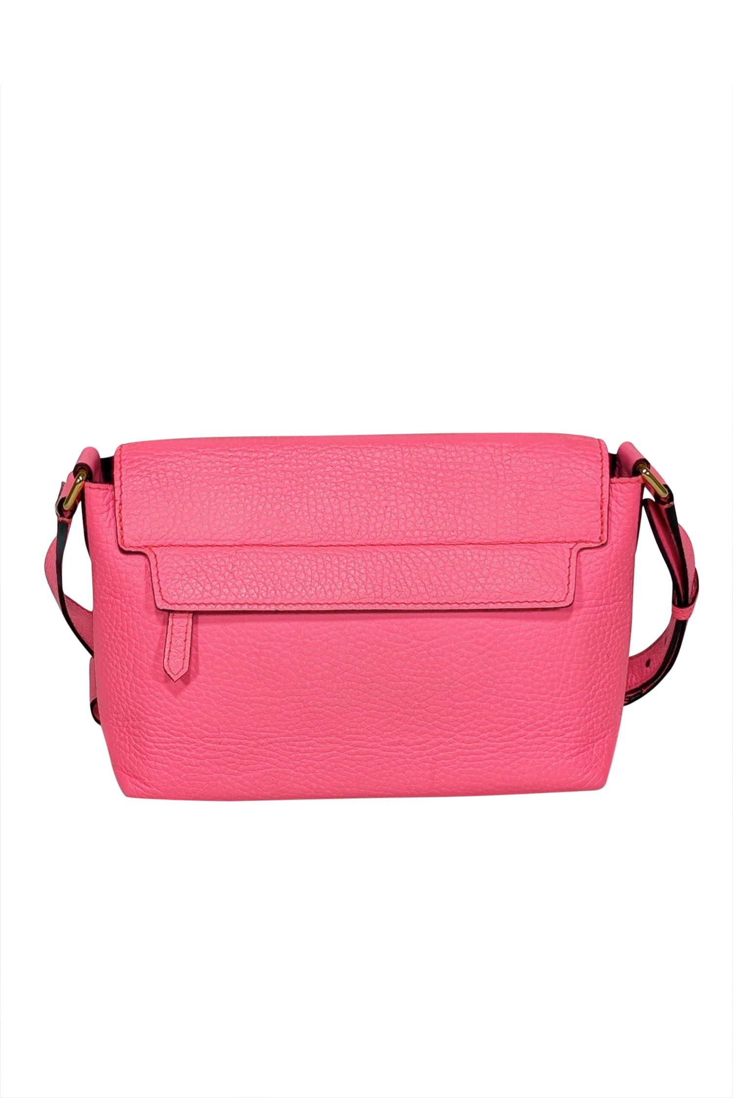 Burberry - Glamorous Hot Pink Pebbled Leather Front Flap Crossbody Bag