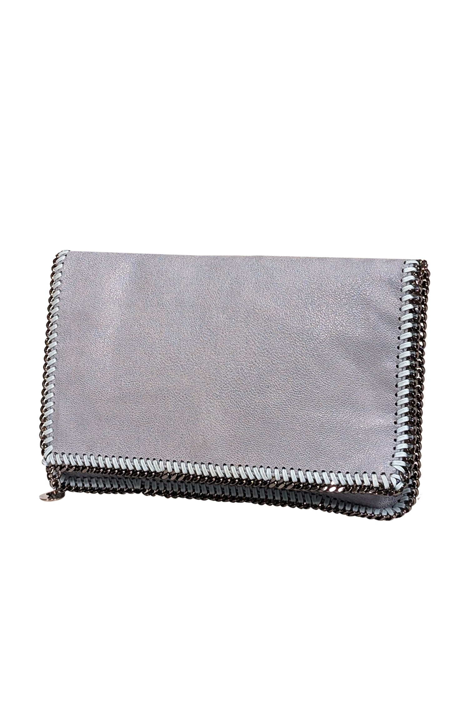 Stella McCartney - Chic Pale Blue Vegetarian Suede Falabella Fold-Over Clutch