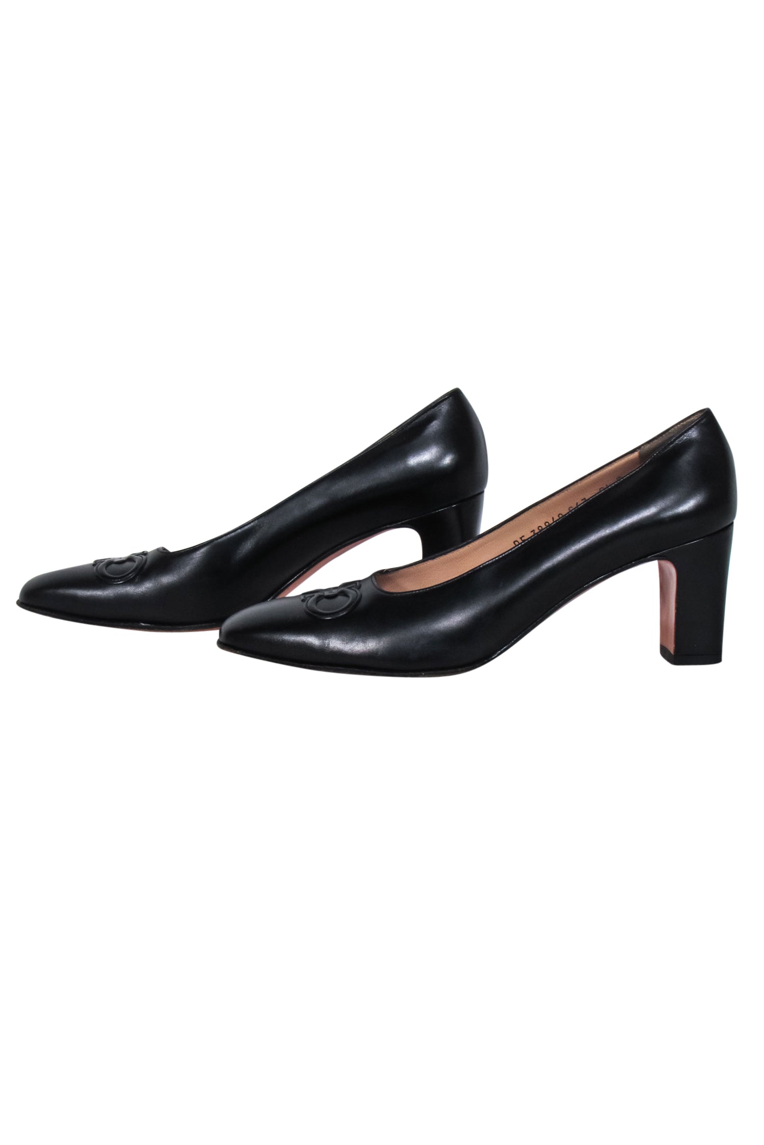 Ferragamo Black Leather Logo Toe Pumps - Size 9.5: Elevate Your Office Look!
